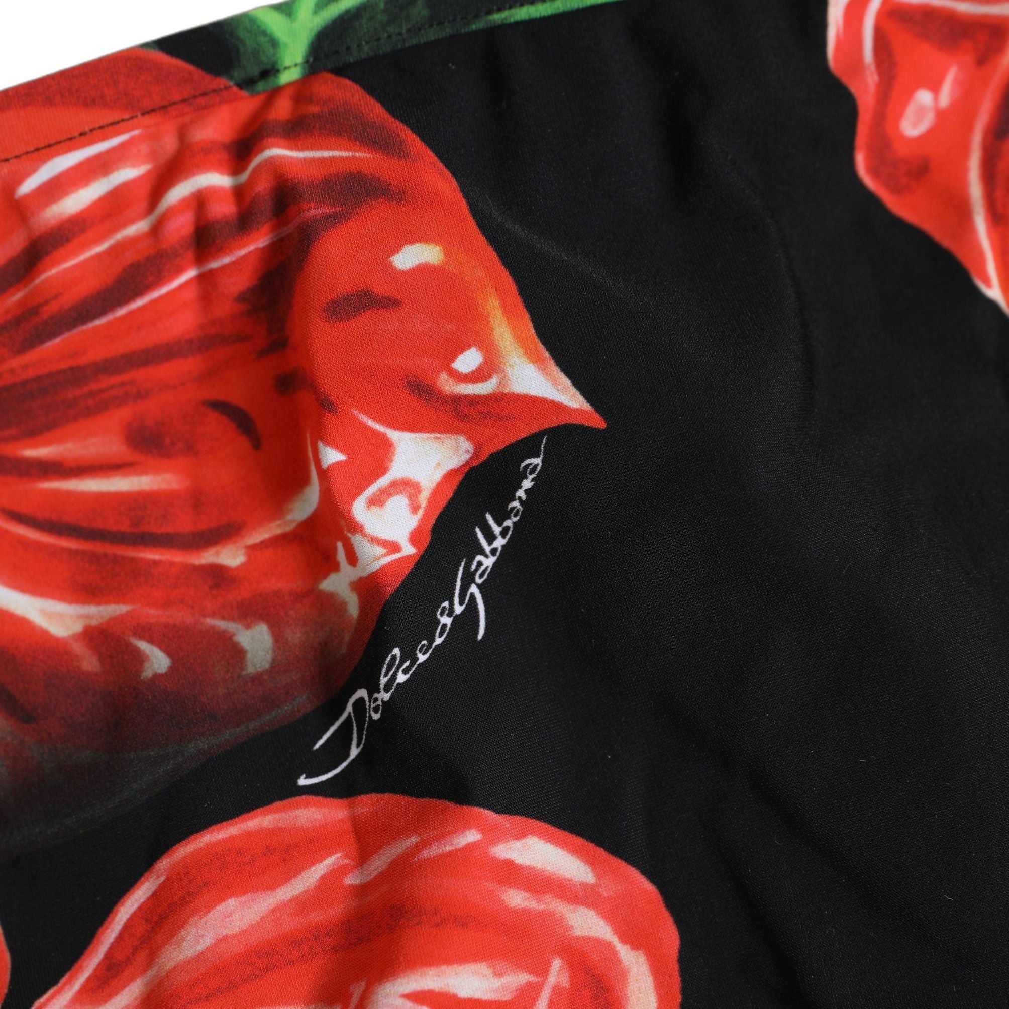 Dolce & Gabbana Black Floral Print Nylon Beachwear Bikini Bottom