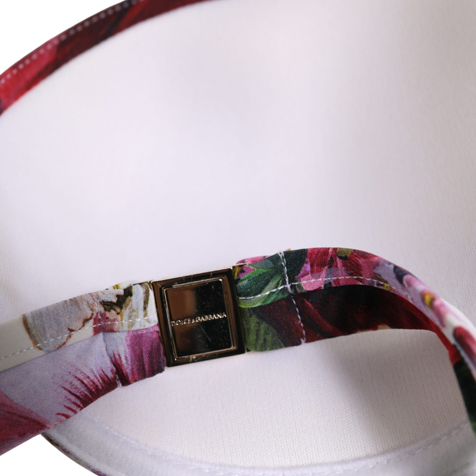 Dolce & Gabbana White Floral Print Nylon Beachwear Bikini Top