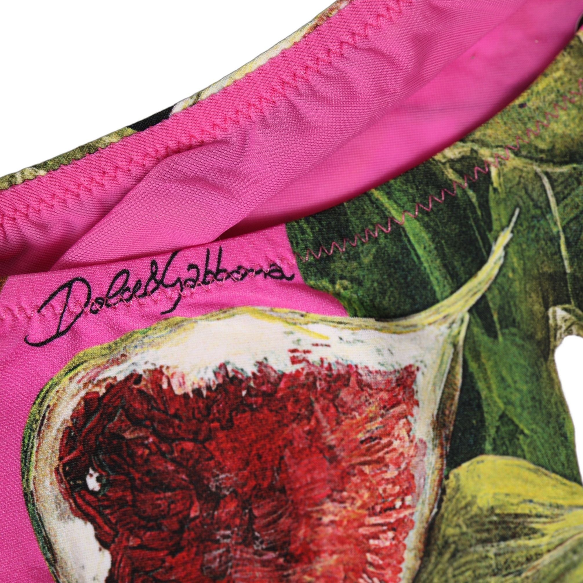 Dolce & Gabbana Fuchsia Pink Fig Print Beachwear Bikini Bottom