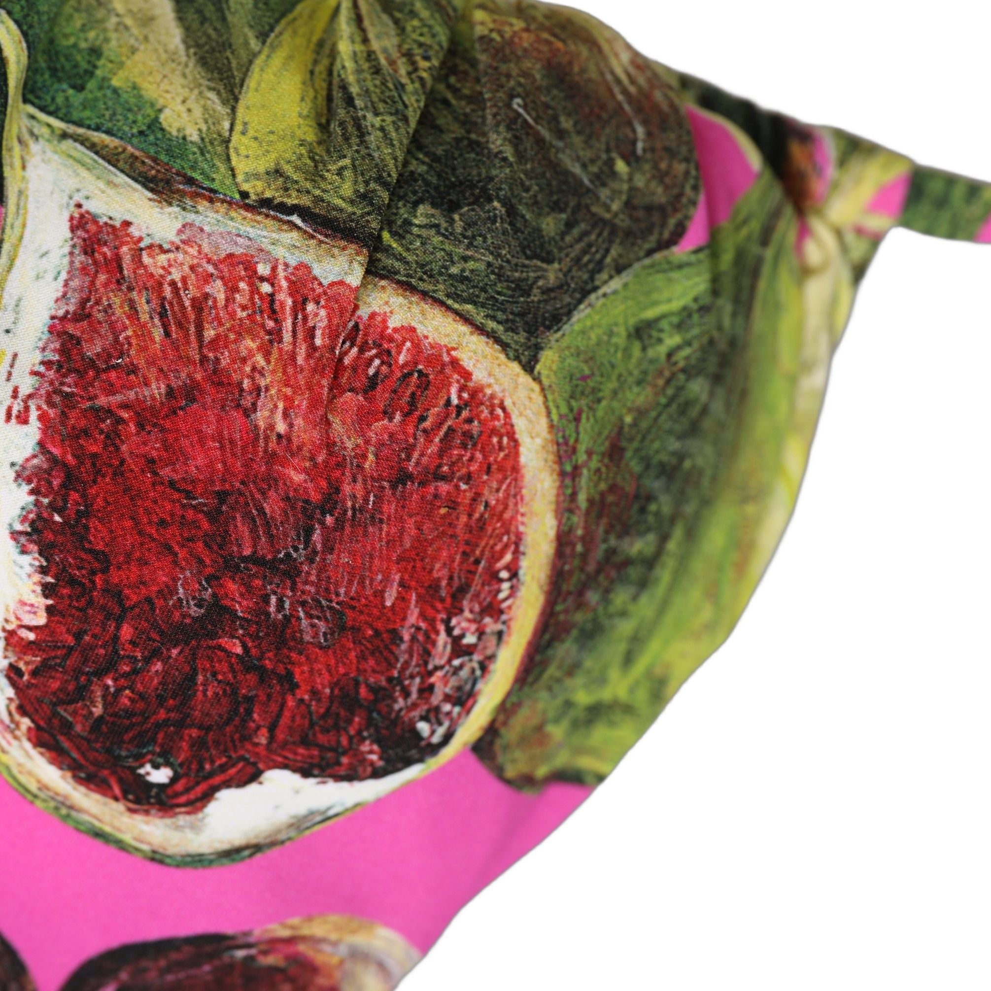 Dolce & Gabbana Fuchsia Pink Fig Print Beachwear Bikini Top