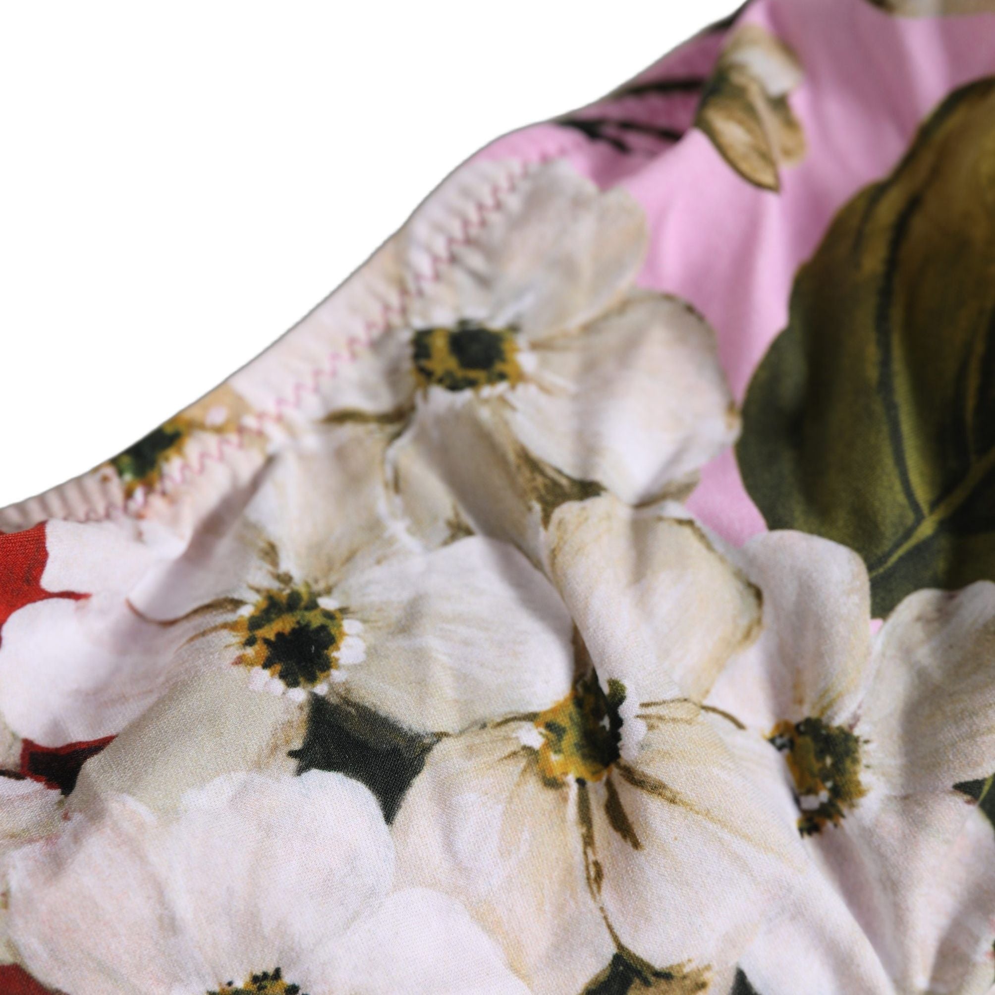 Dolce & Gabbana Pink Floral Print Bandeau Beachwear Bikini Top