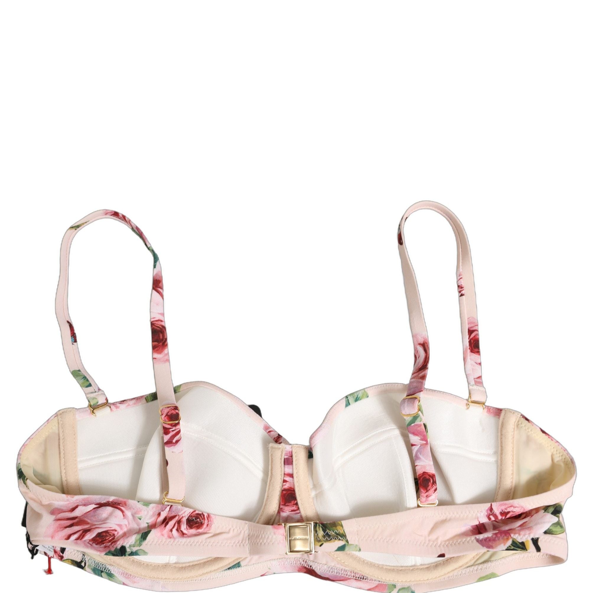 Dolce & Gabbana Pink Floral Print Underwire Beachwear Bikini Top