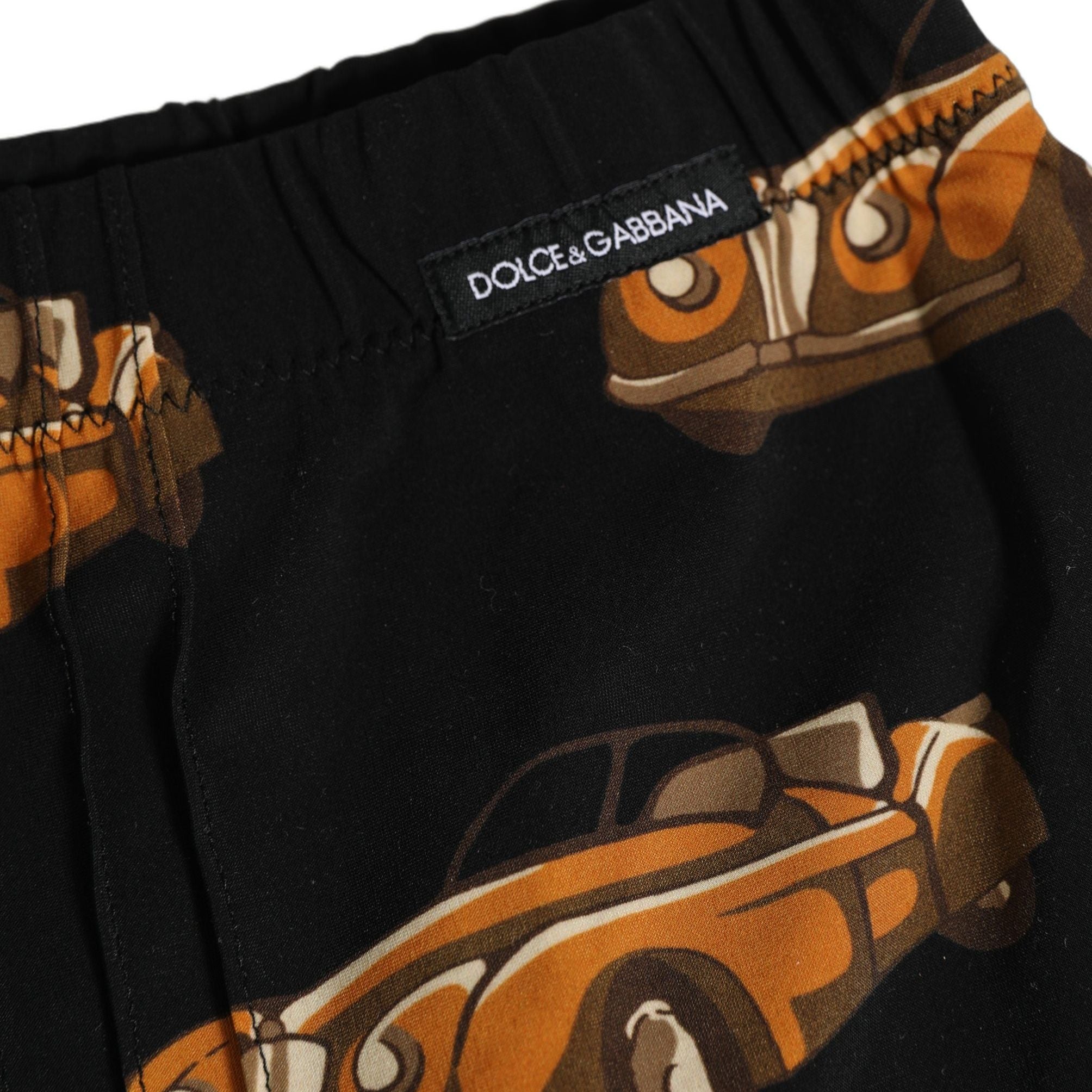 Dolce & Gabbana Black Car Print Swim Trunk Beachwear Swimwear
