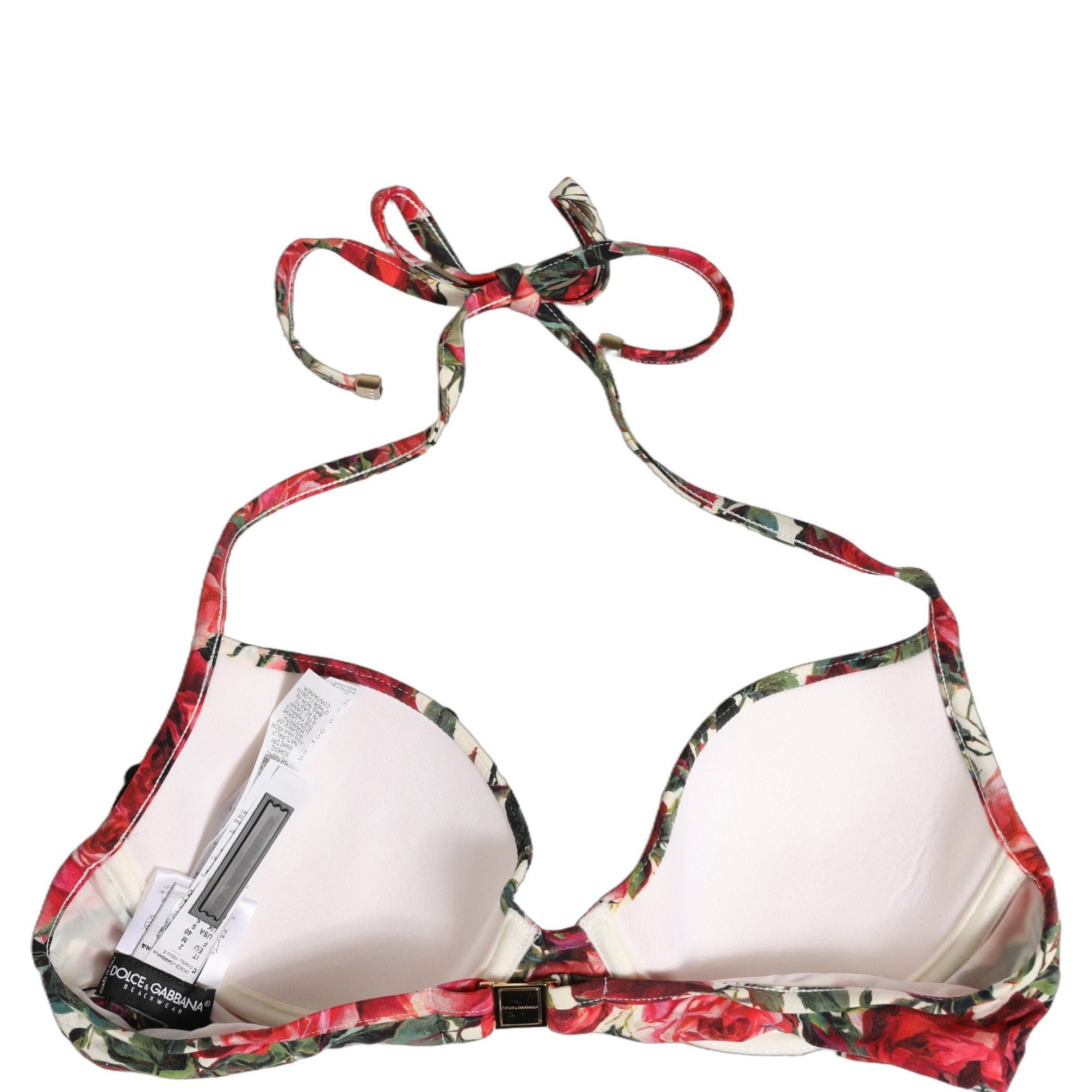 Dolce & Gabbana Multicolor Floral Print Beachwear Bikini Top
