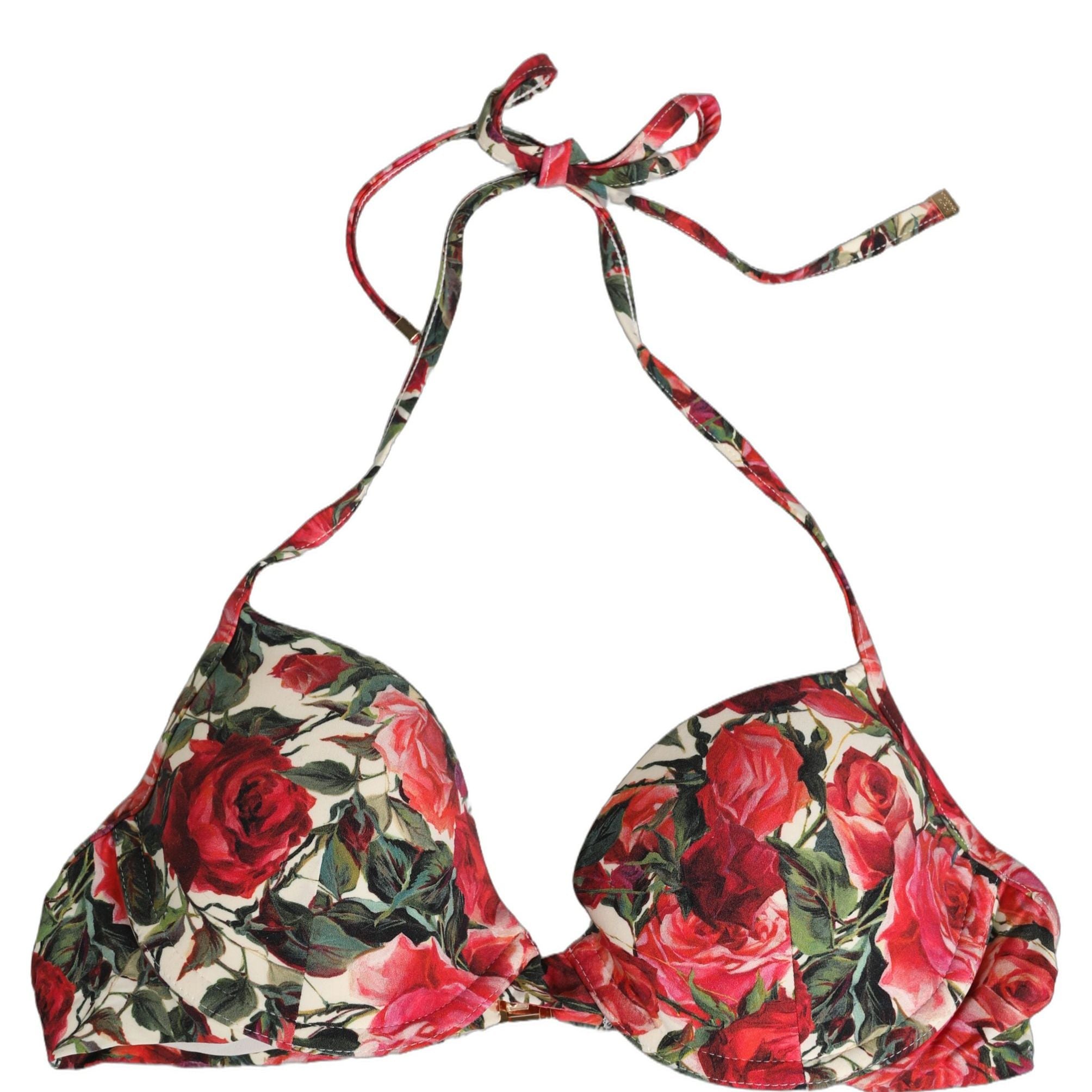 Dolce & Gabbana Multicolor Floral Print Beachwear Bikini Top