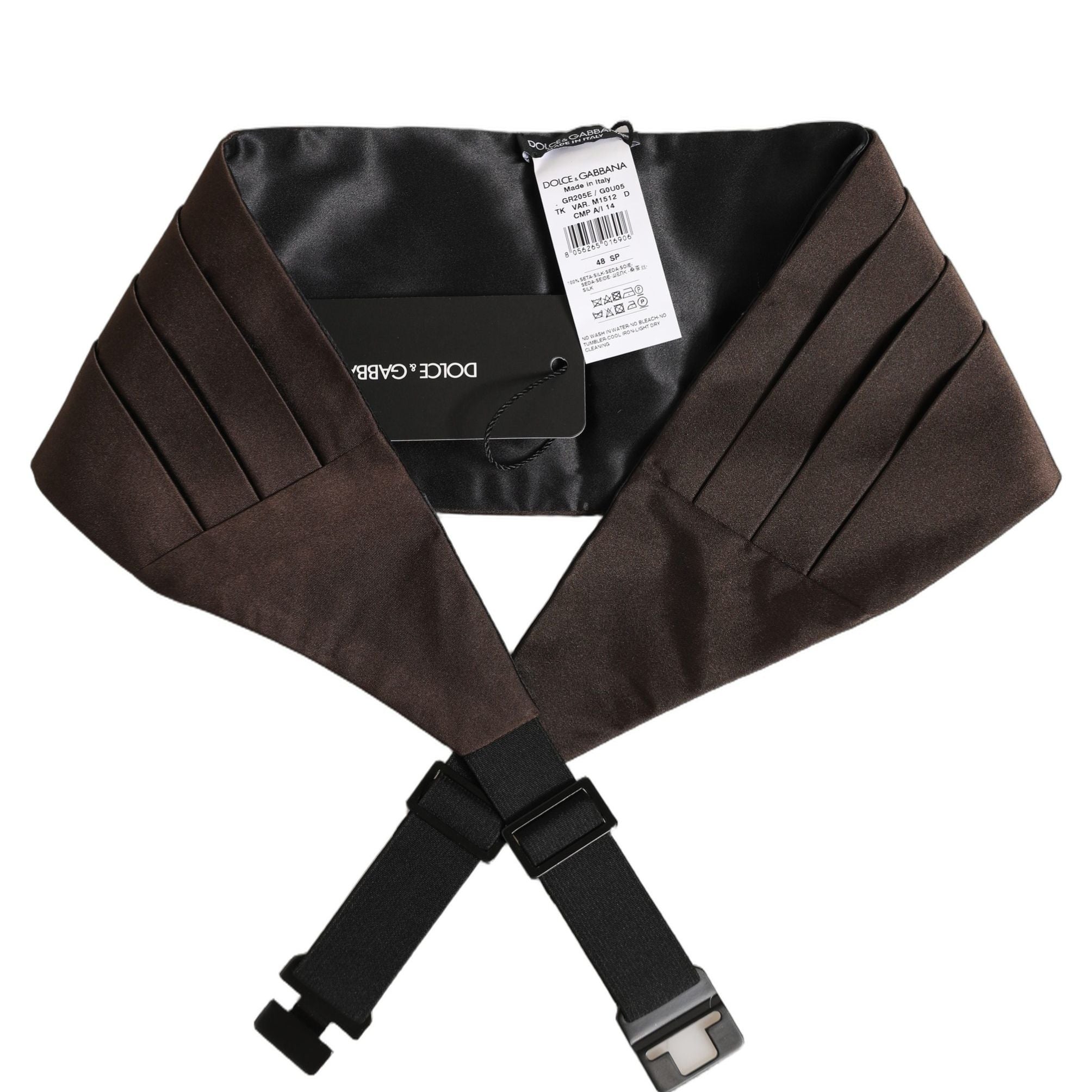 Dolce & Gabbana Dark Brown 100% Silk Belt Waist Cummerbund