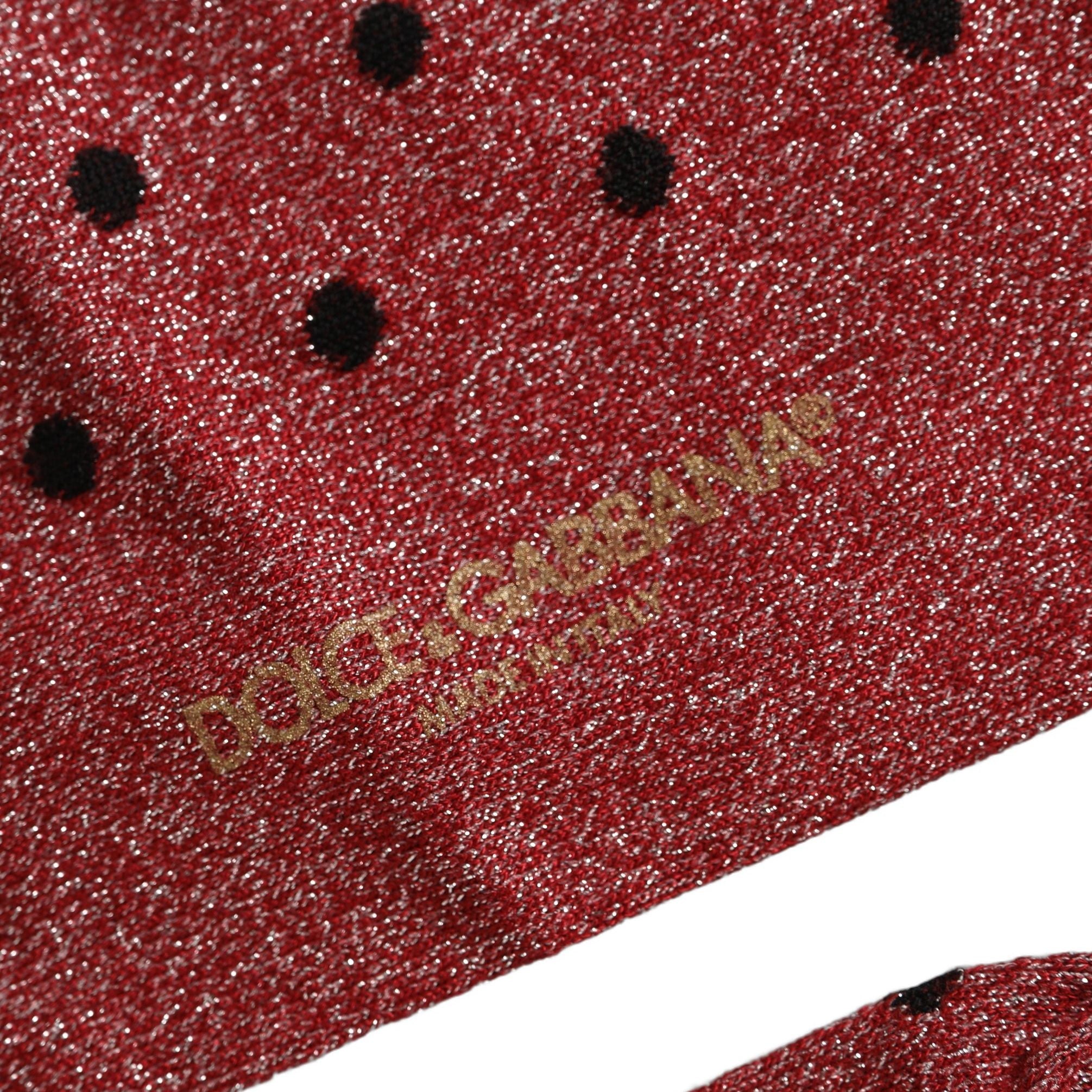 Dolce & Gabbana Maroon Polka Dot Over The Calf Accessory Socks