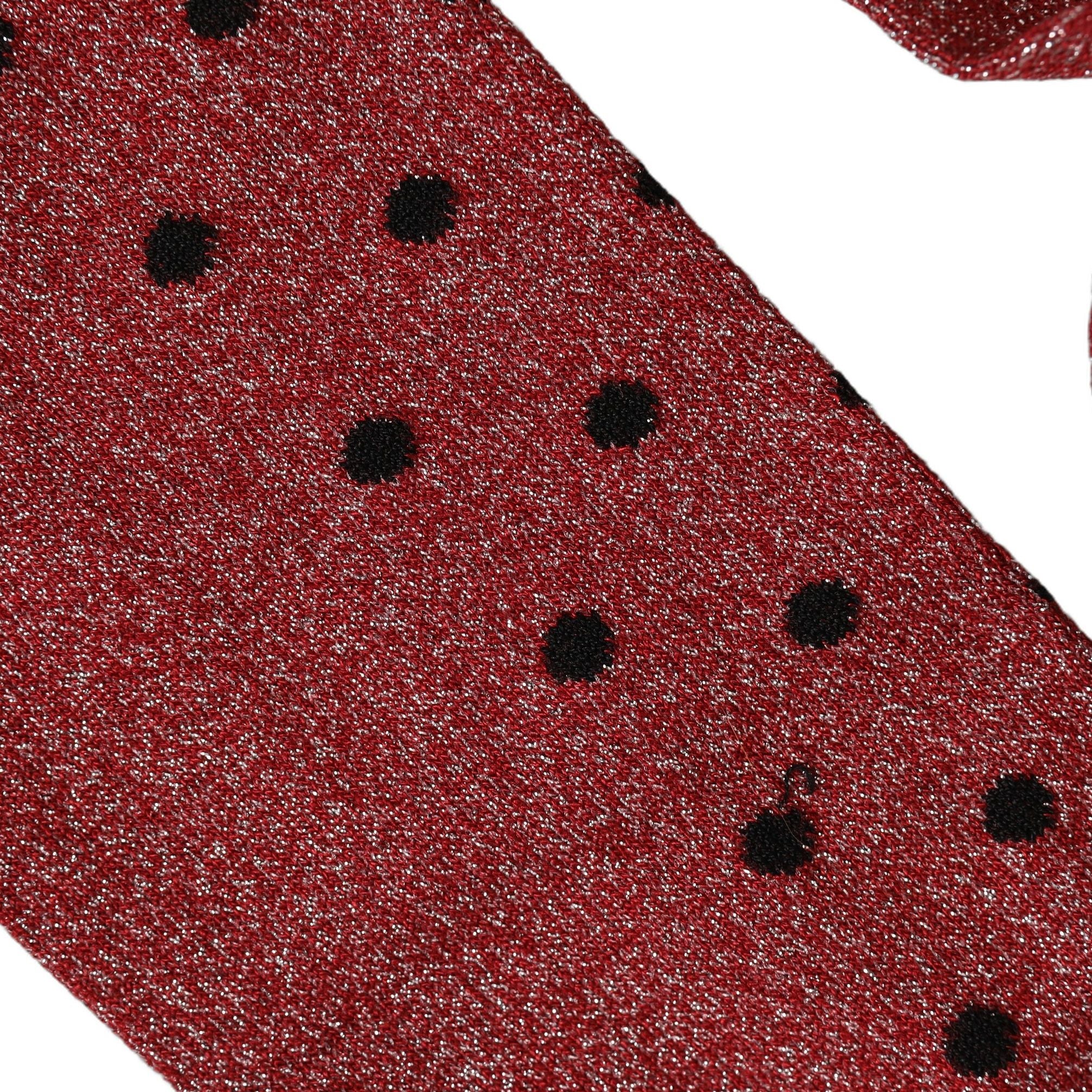 Dolce & Gabbana Maroon Polka Dot Over The Calf Accessory Socks