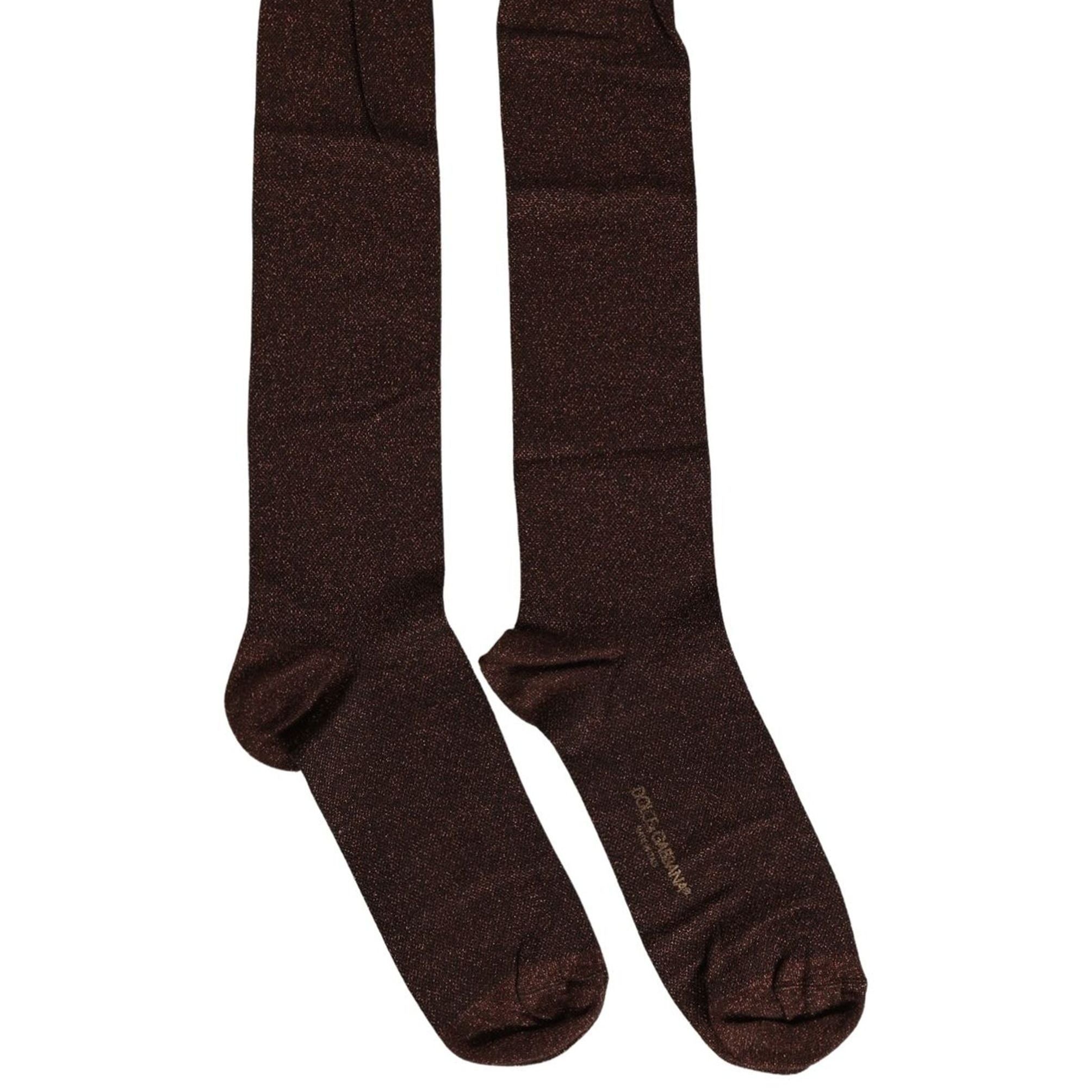 Dolce & Gabbana Men Brown Viscose Over The Calf Accessory Socks