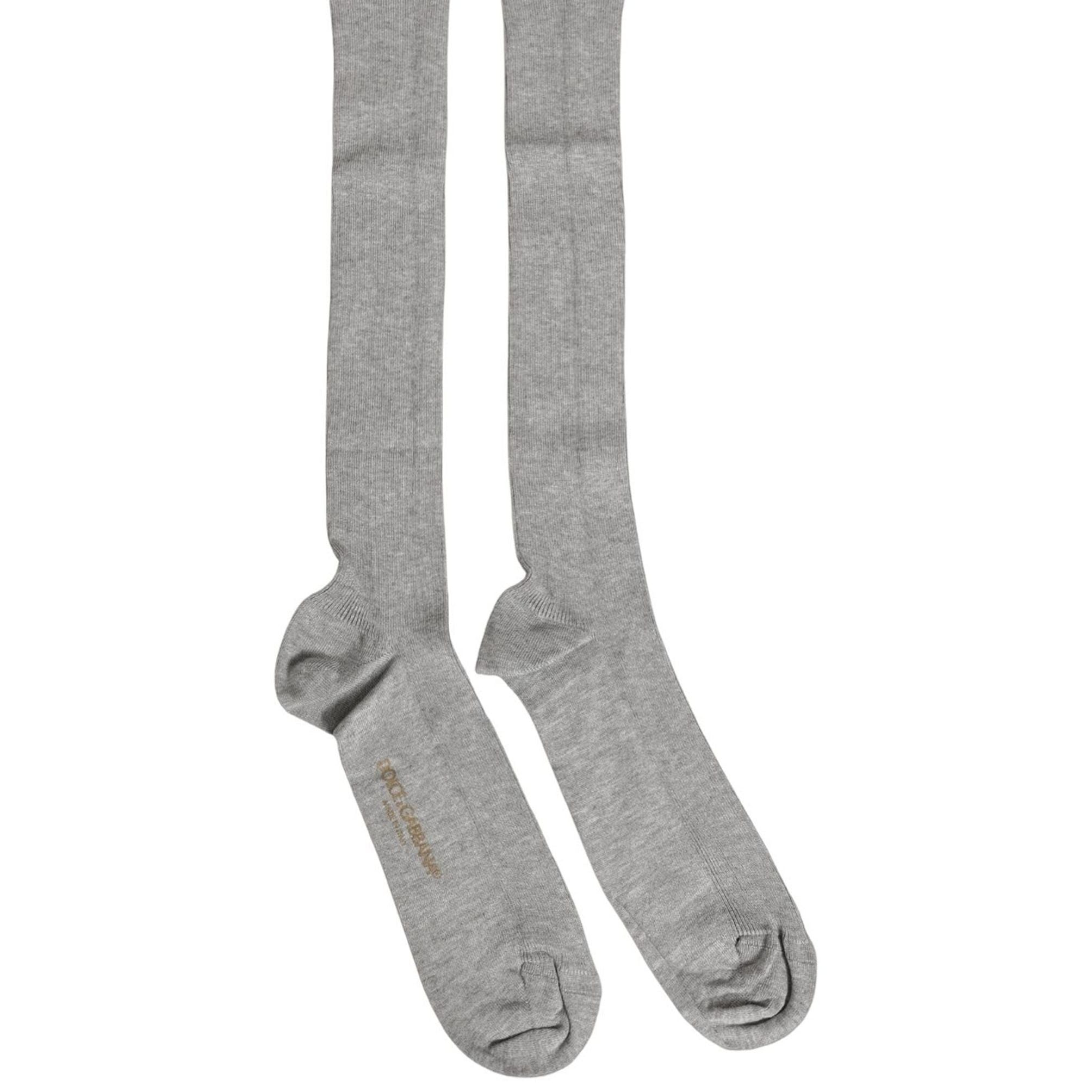 Dolce & Gabbana Men Gray Viscose Over The Calf Accessory Socks