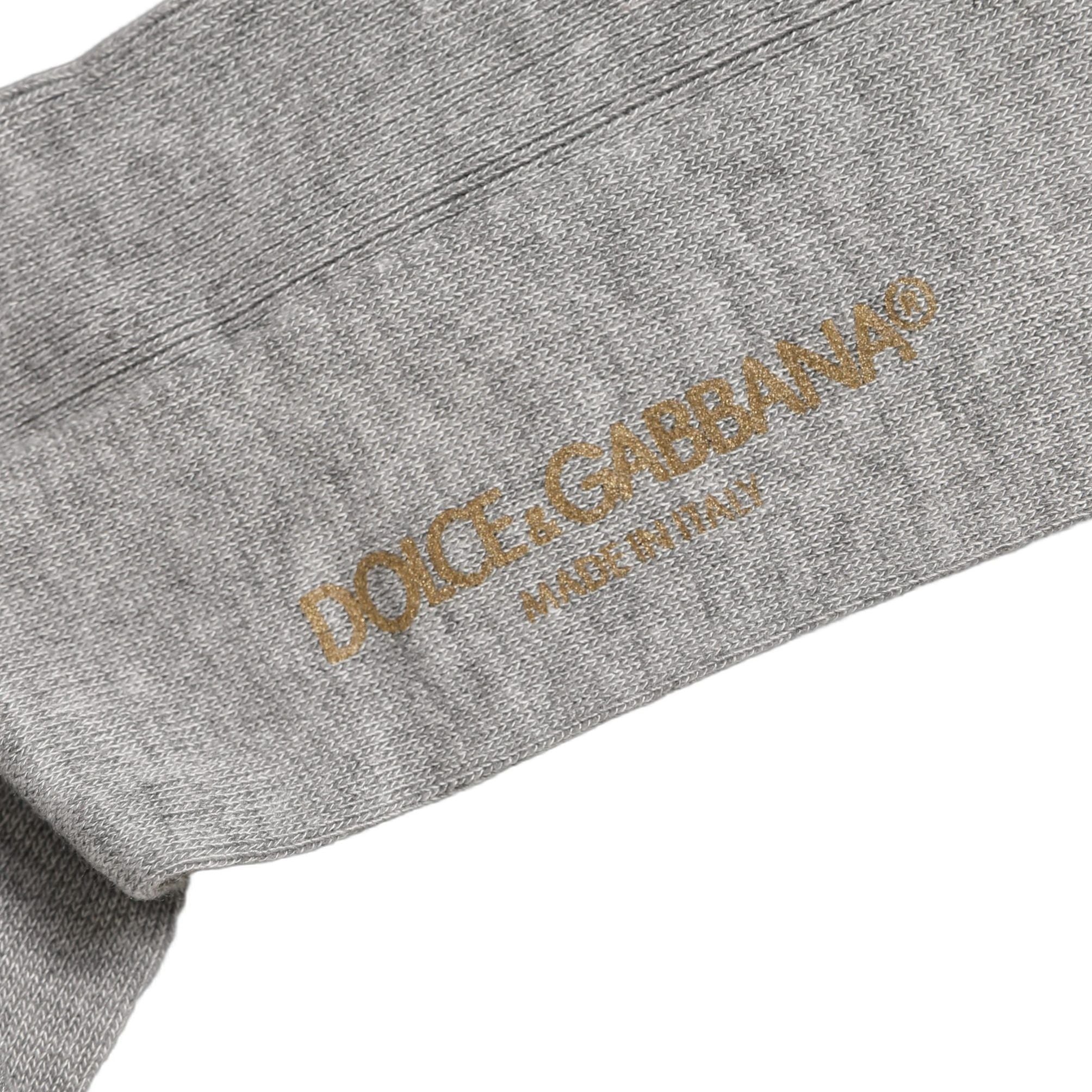 Dolce & Gabbana Men Gray Viscose Over The Calf Accessory Socks