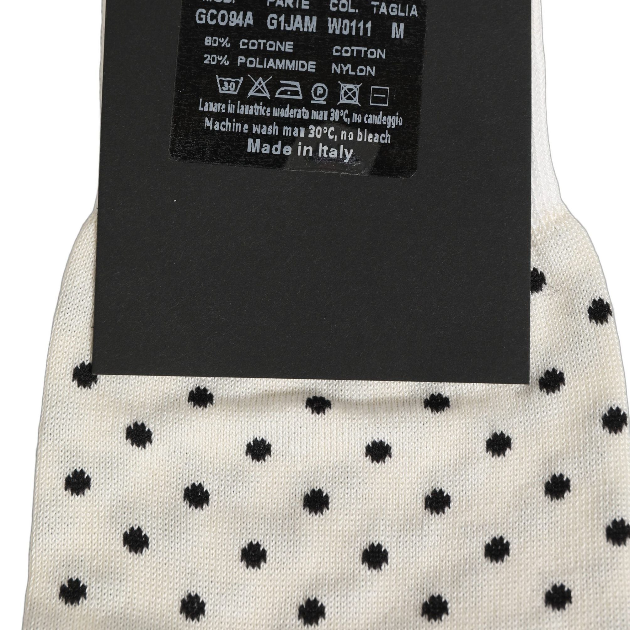 Dolce & Gabbana Off White Cotton Polka Dot Mid Calf Accessory Socks