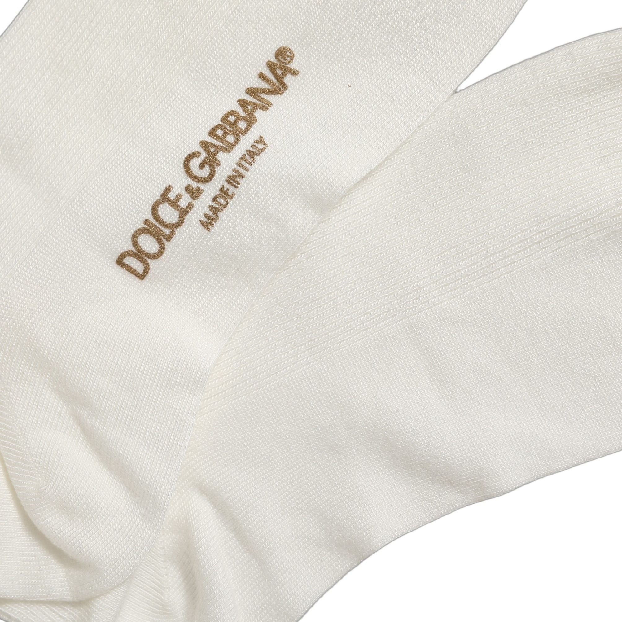 Dolce & Gabbana White Crown Embroidery Knee High Accessory Socks