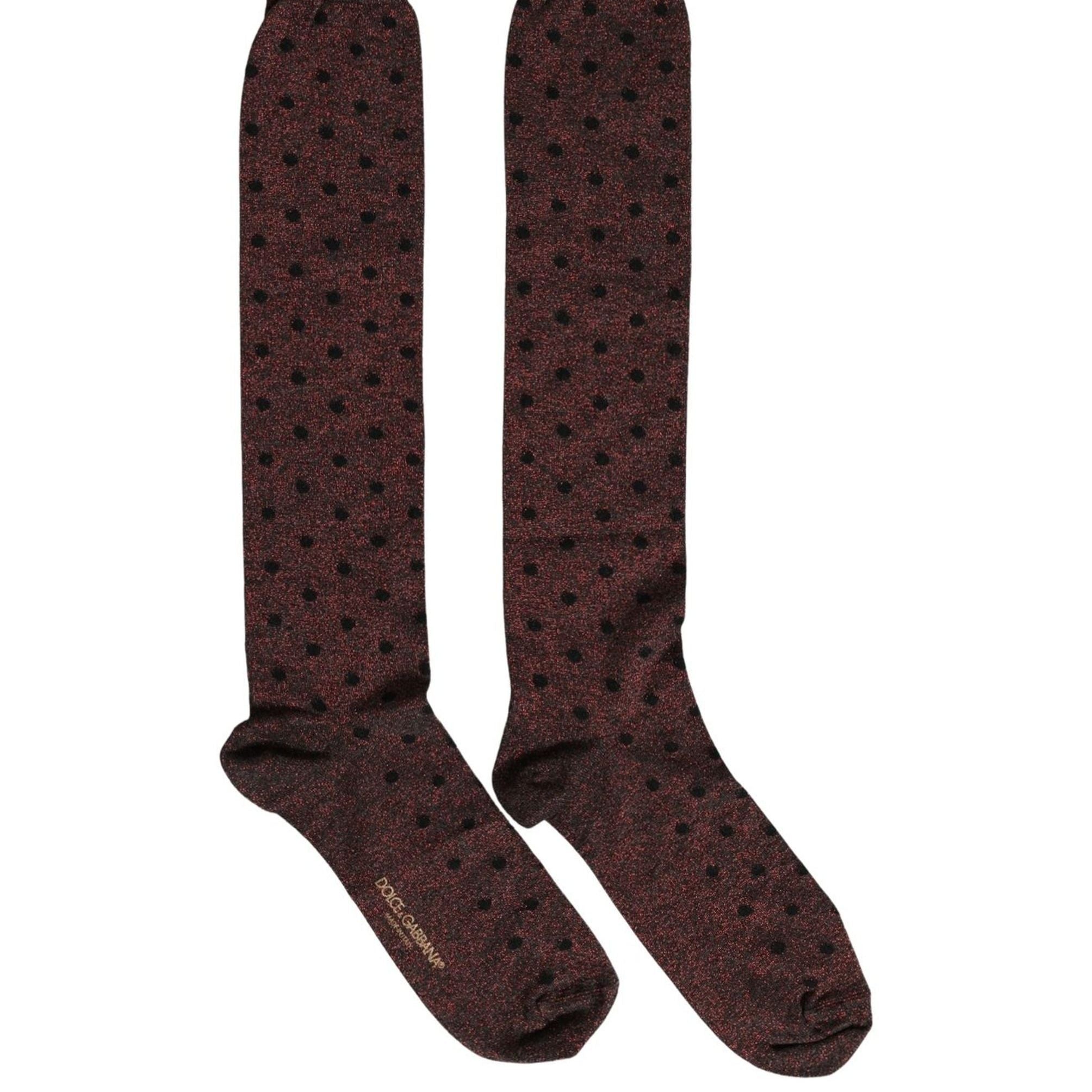 Dolce & Gabbana Brown Polka Dot Over The Calf Accessory Socks