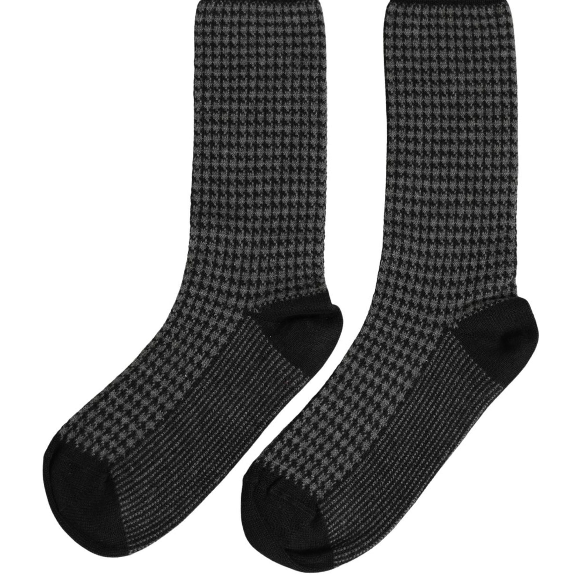 Dolce & Gabbana Black Wool Houndstooth Over Calf Accessory Socks