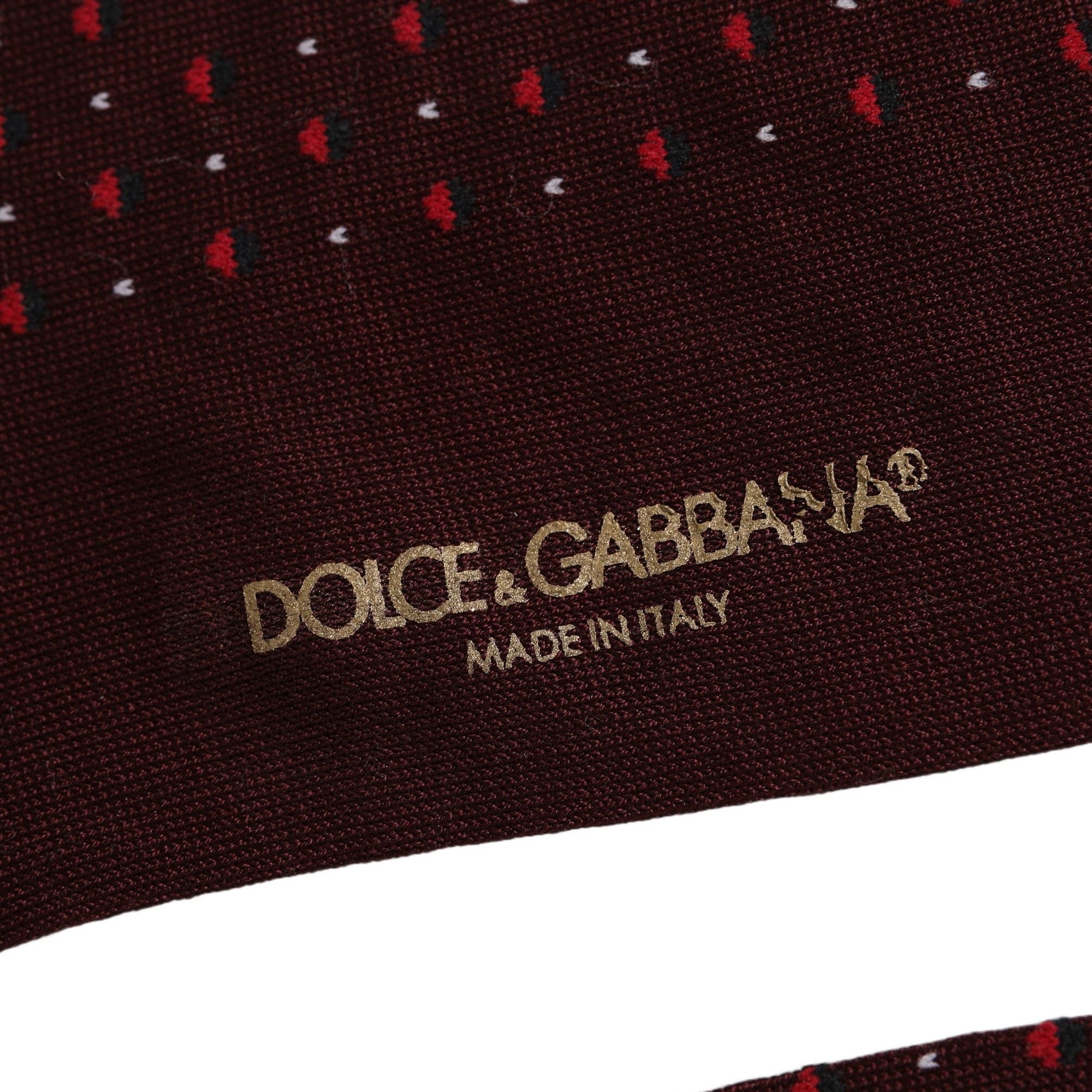 Dolce & Gabbana Burgundy Polka Dot Over The Calf Accessory Socks