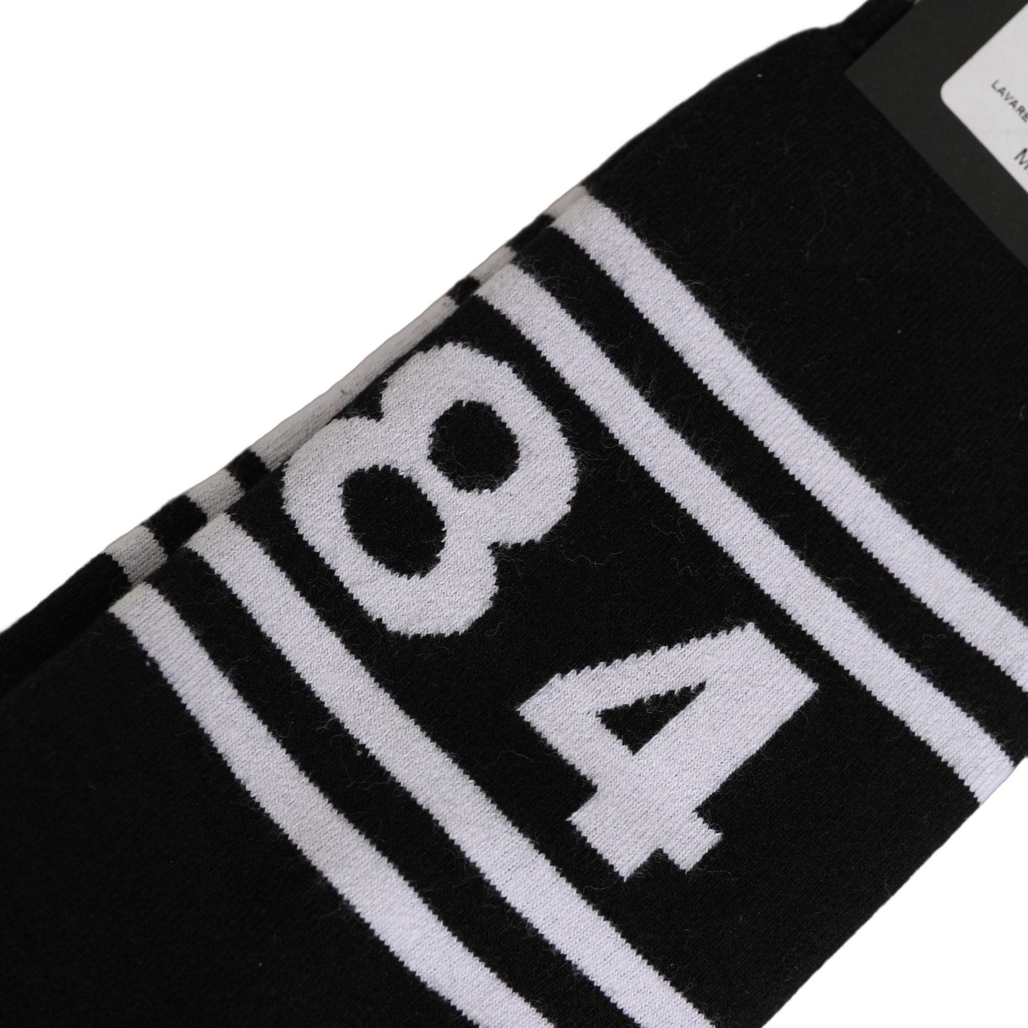 Dolce & Gabbana Black White Logo Stripes Mid Calf Accessory Socks
