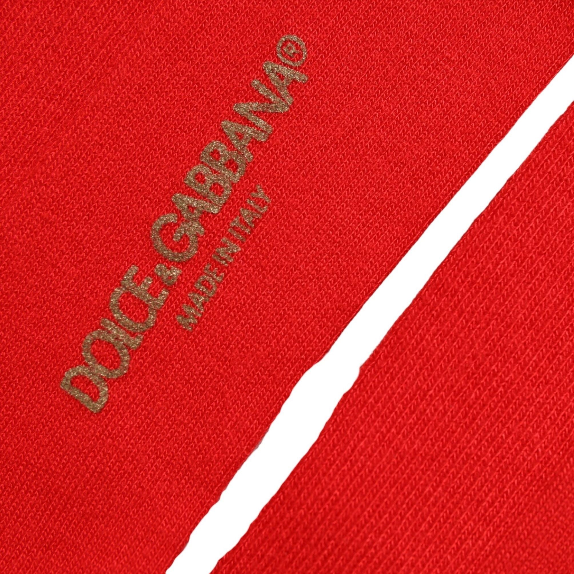 Dolce & Gabbana Men Red Logo Thigh High Ribbed Accessory Socks