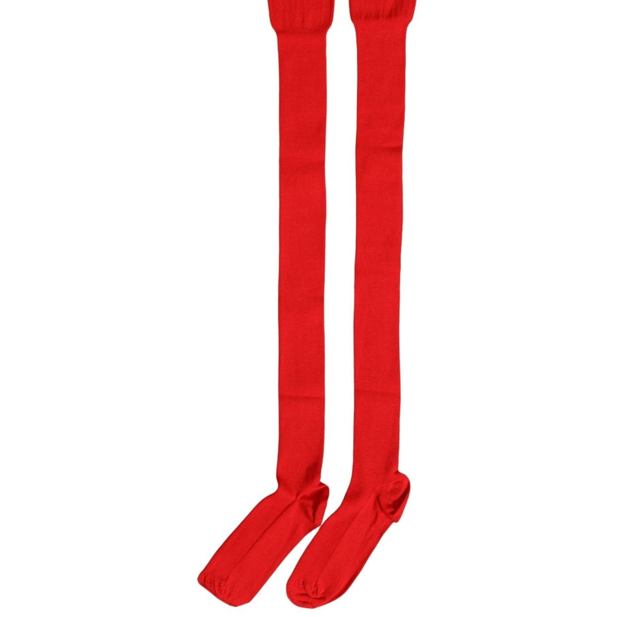 Dolce & Gabbana Men Red Logo Thigh High Ribbed Accessory Socks