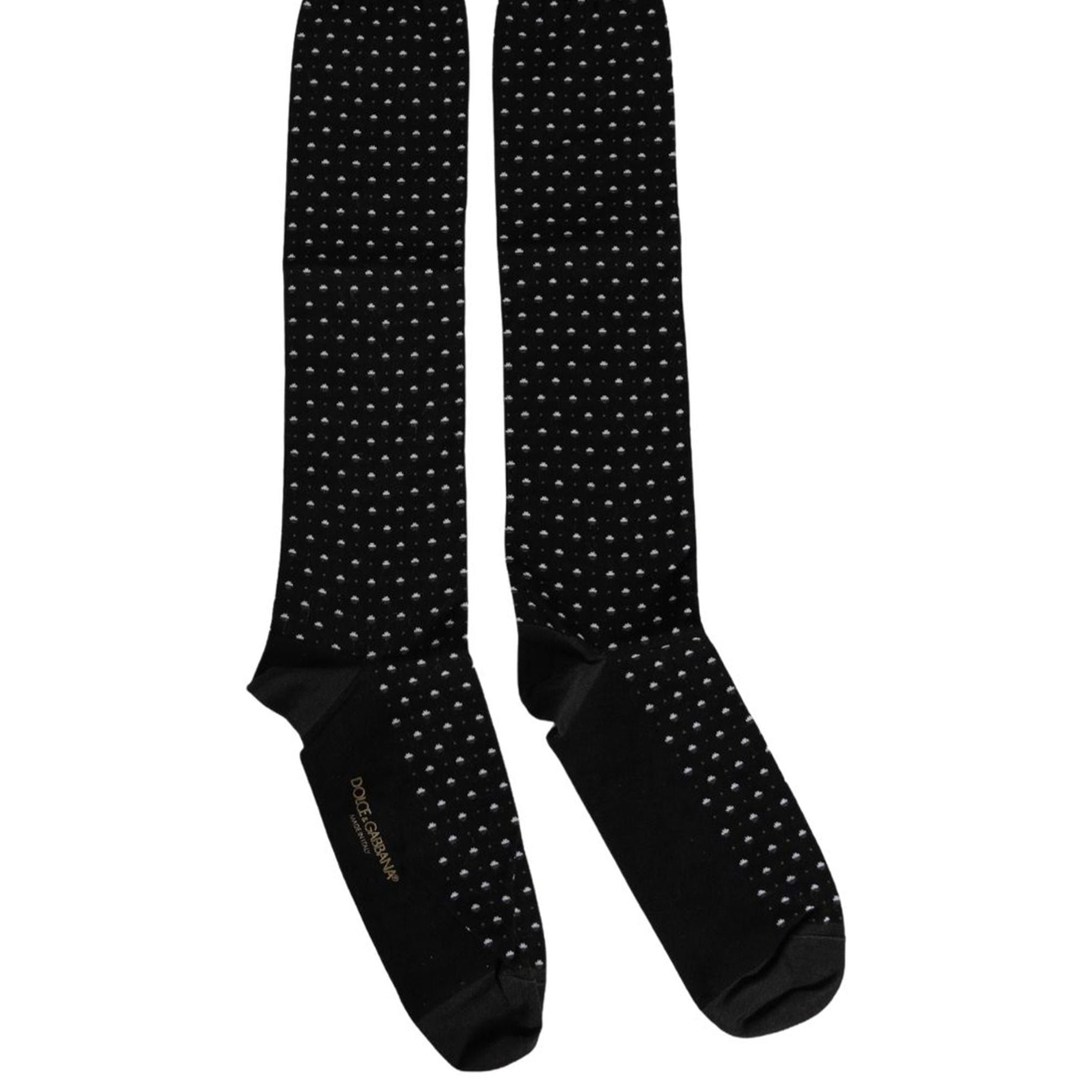 Dolce & Gabbana Black Polka Dot Over The Calf Accessory Socks