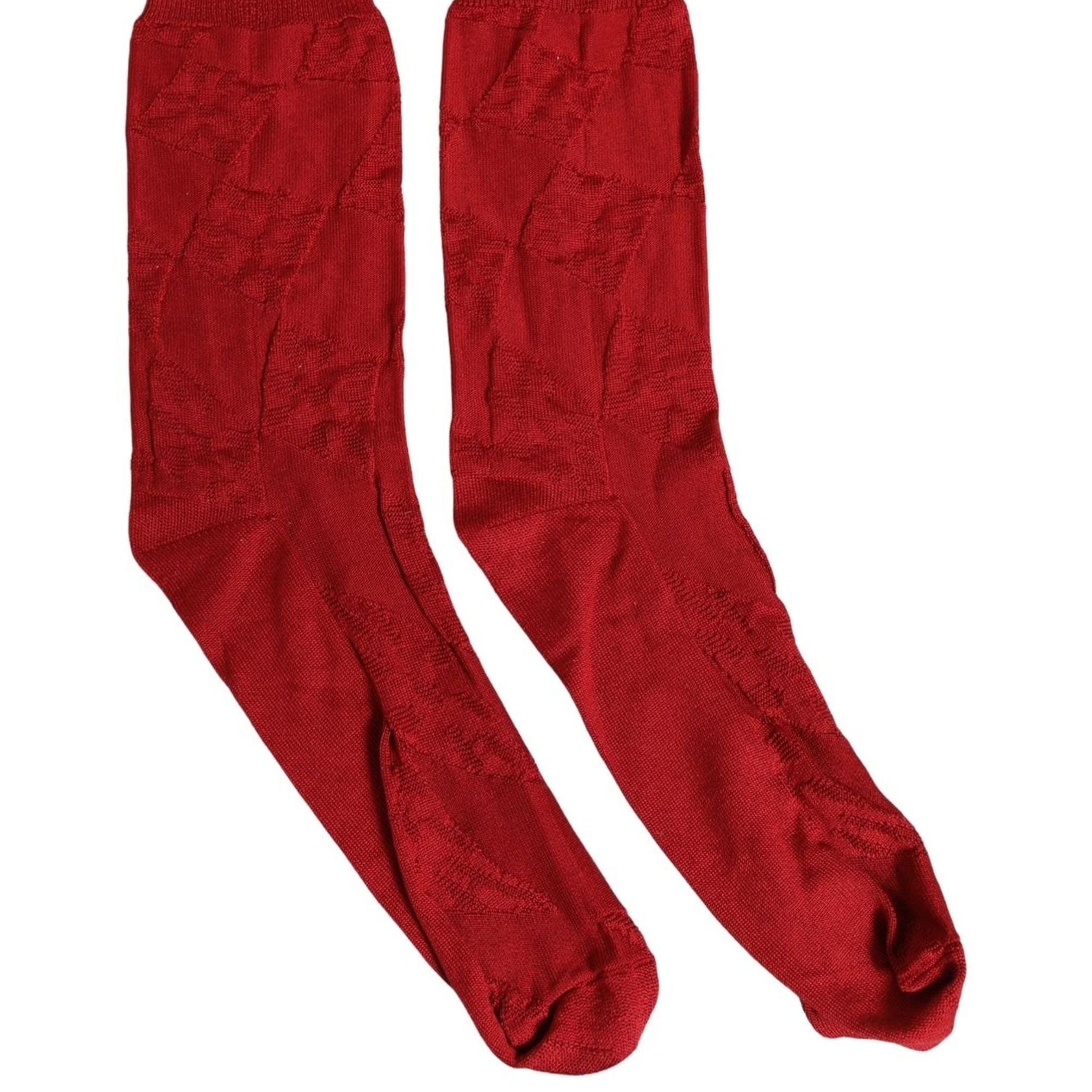 Dolce & Gabbana Men Red 100% Silk Mid Calf Accessory Socks