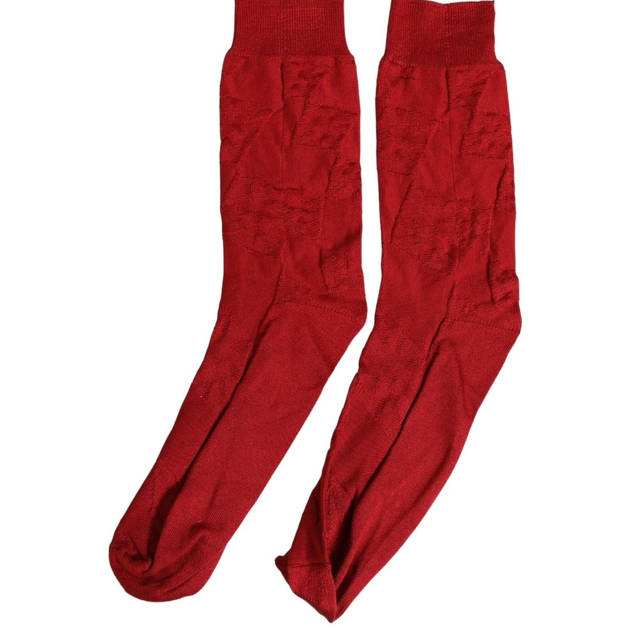 Dolce & Gabbana Men Red 100% Silk Mid Calf Accessory Socks