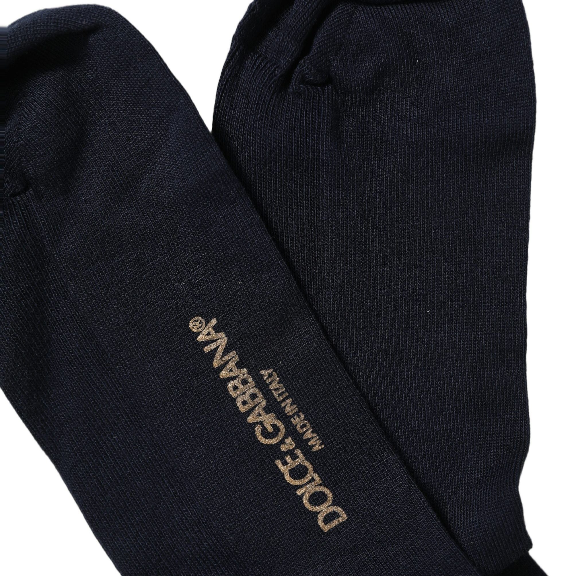 Dolce & Gabbana Men Dark Blue Viscose Over The Calf Accessory Socks