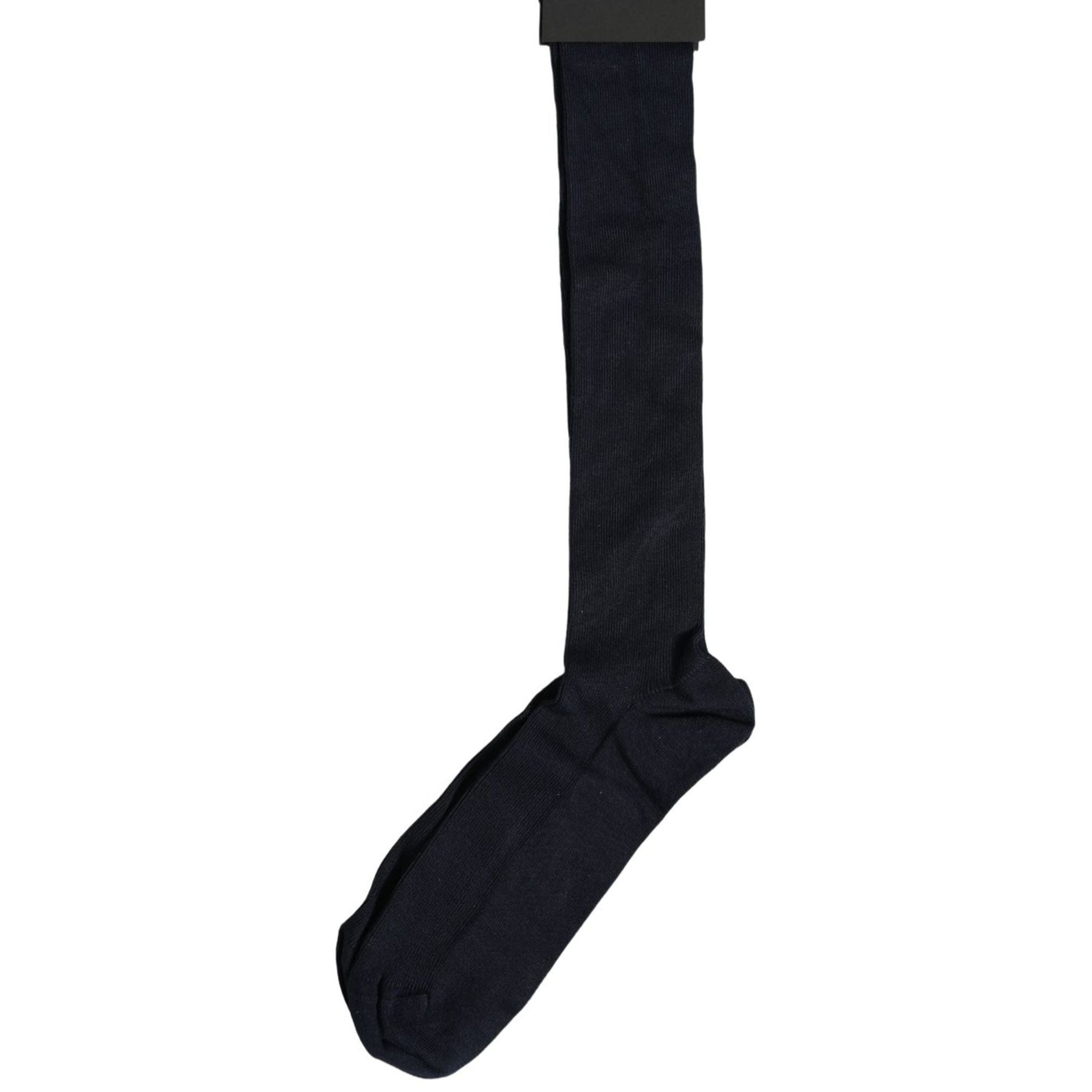 Dolce & Gabbana Men Dark Blue Viscose Over The Calf Accessory Socks