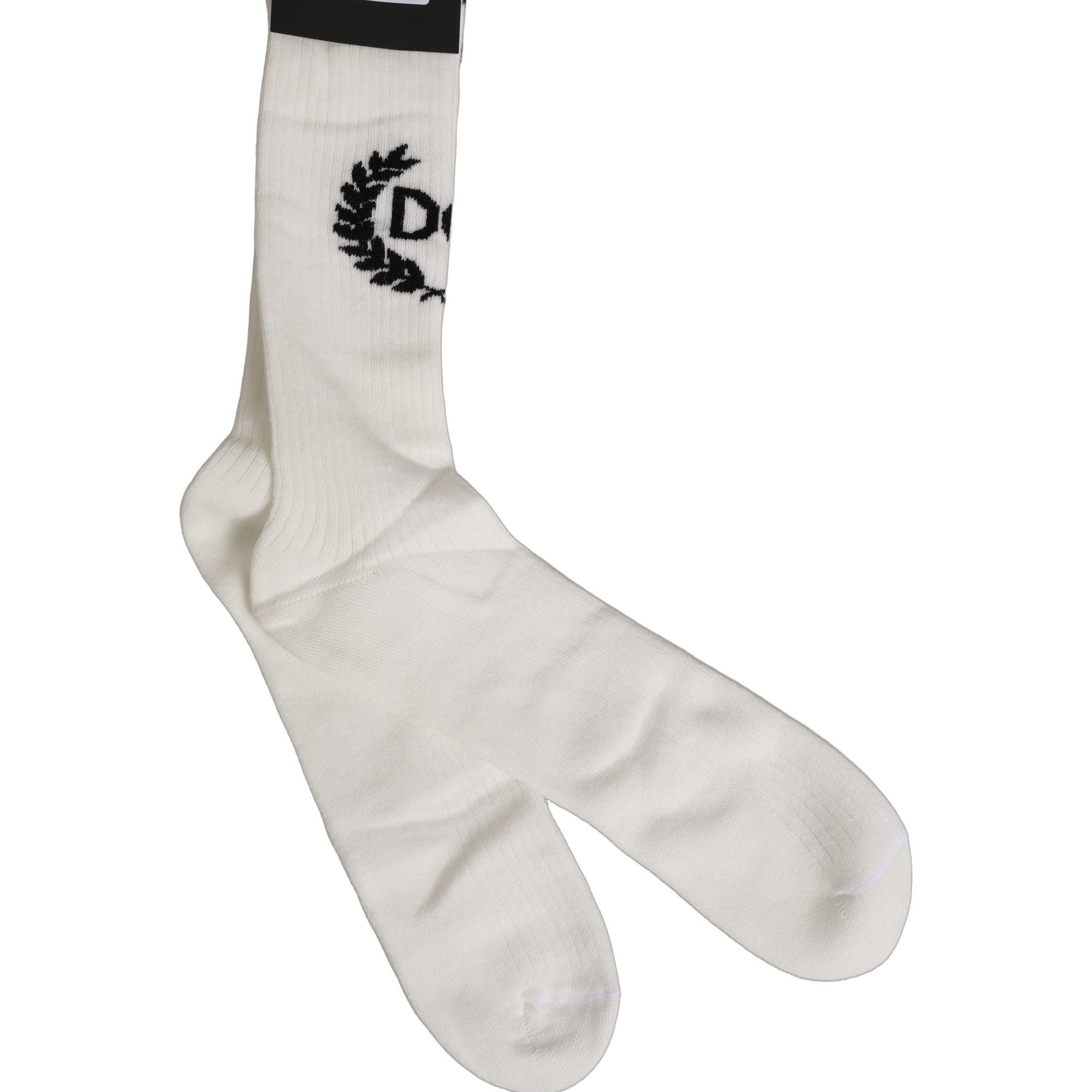 Dolce & Gabbana White Cotton DG Logo Mid Calf Accessory Socks