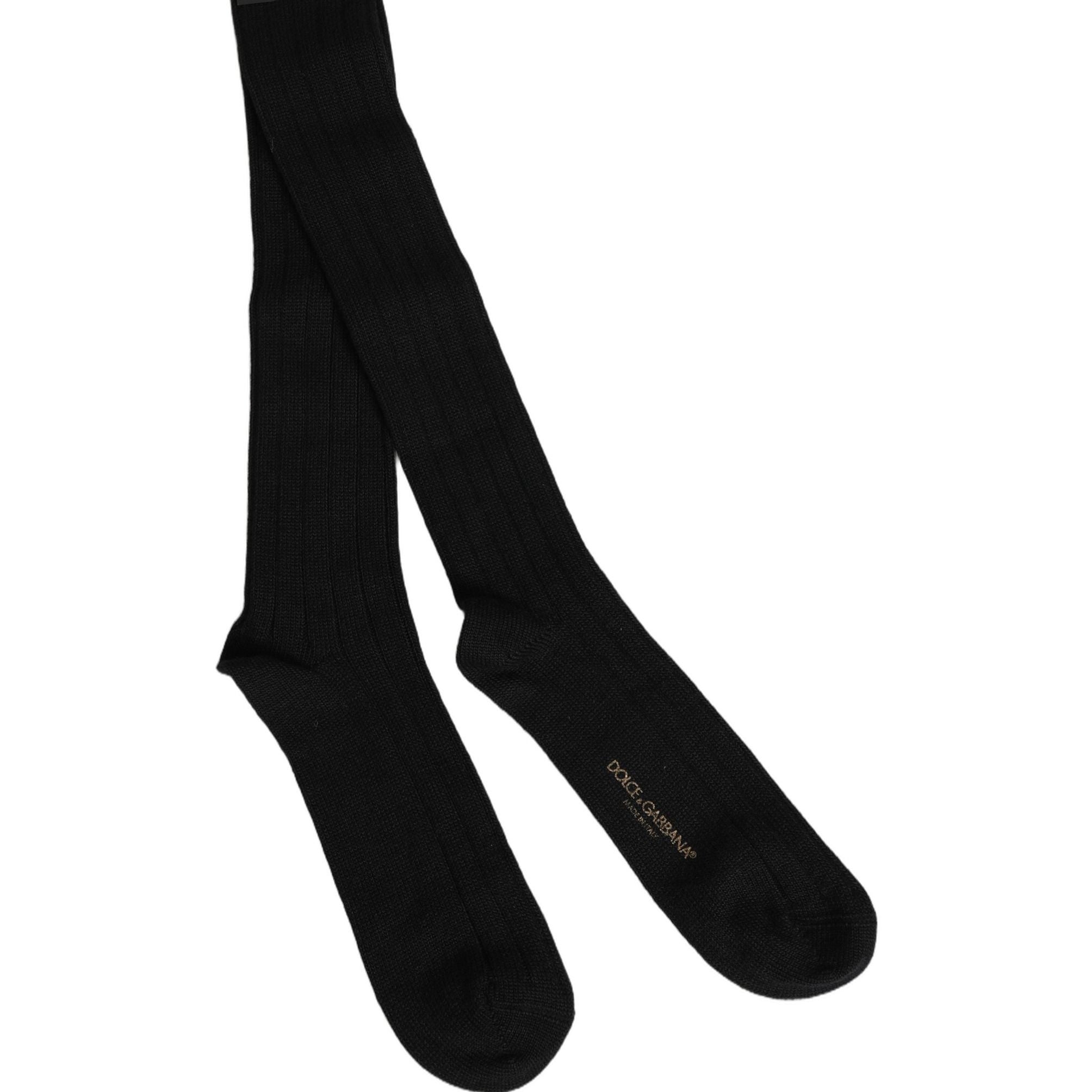 Dolce & Gabbana Black DG Logo Print Over The Calf Accessory Socks