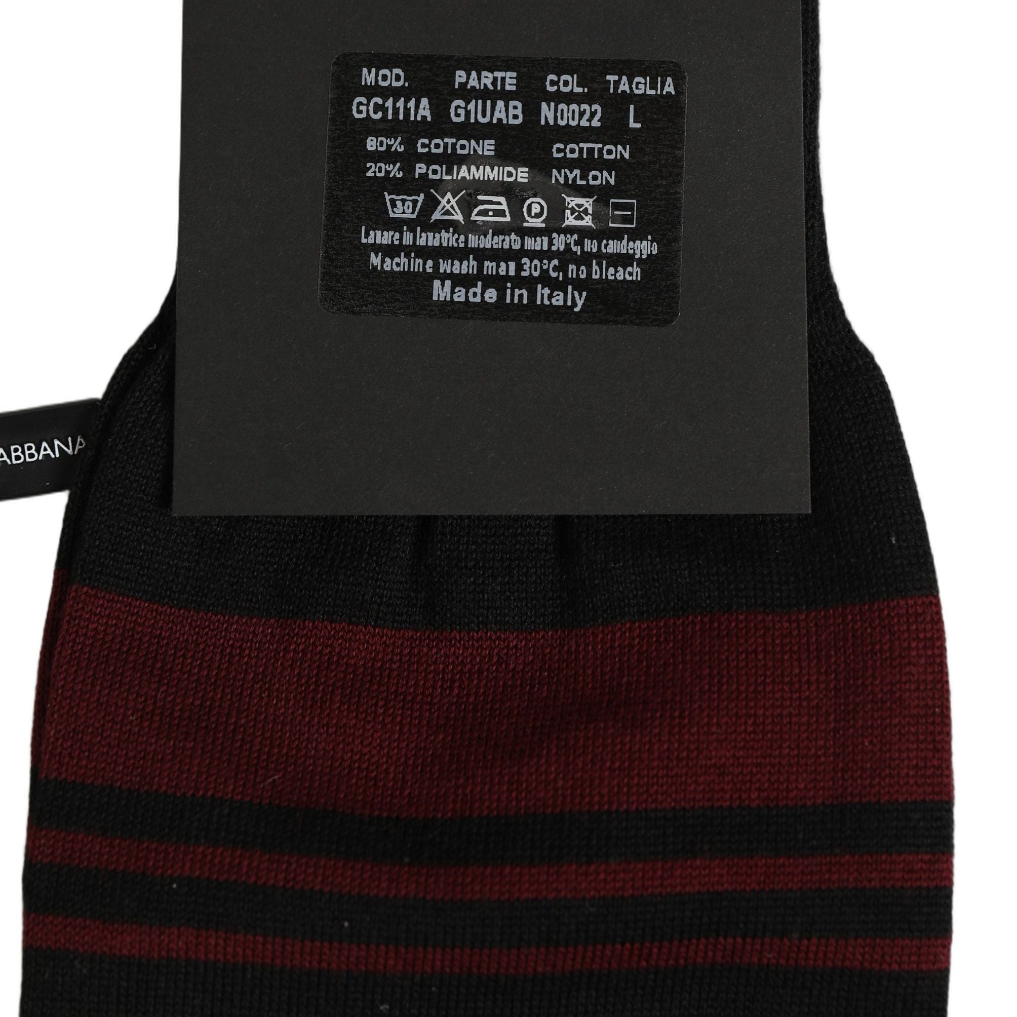 Dolce & Gabbana Men Burgundy Black Logo Mid Calf Accessory Socks