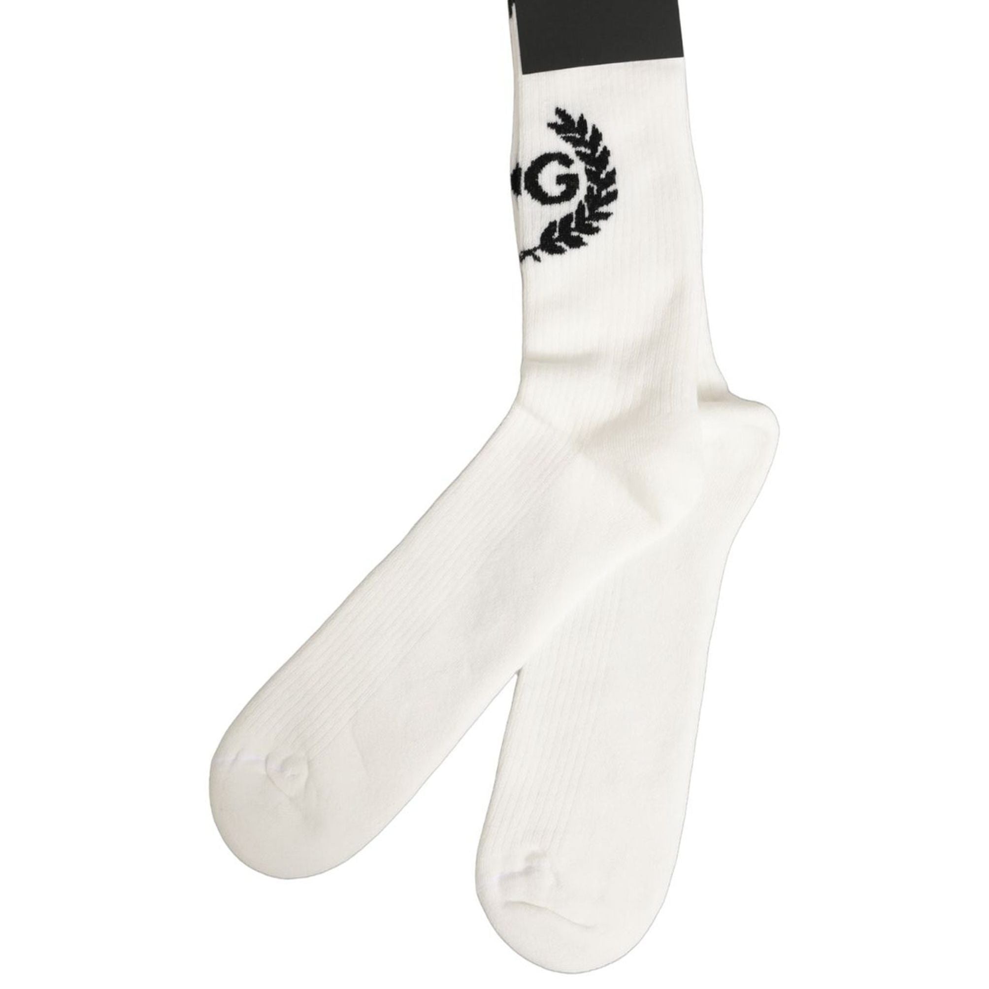 Dolce & Gabbana White Cotton DG Logo Mid Calf Accessory Socks