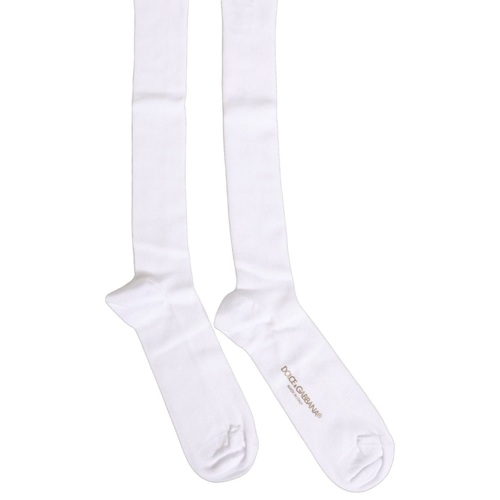 Dolce & Gabbana Men White Viscose Over The Calf Accessory Socks