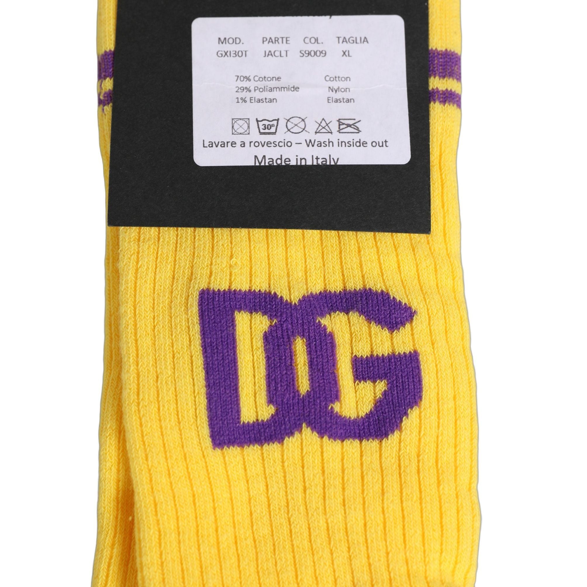 Dolce & Gabbana Men Yellow DG Logo Over Calf Accessory Socks