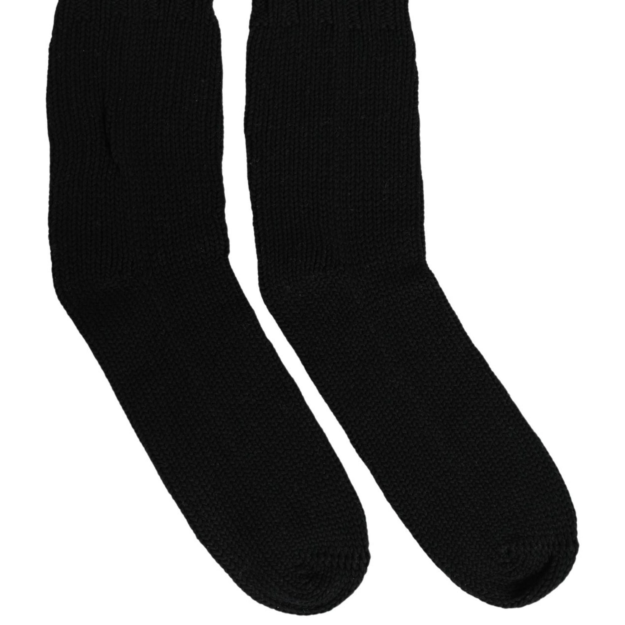 Dolce & Gabbana Men Dark Blue Cotton Ribbed Mid Calf Accessory Socks