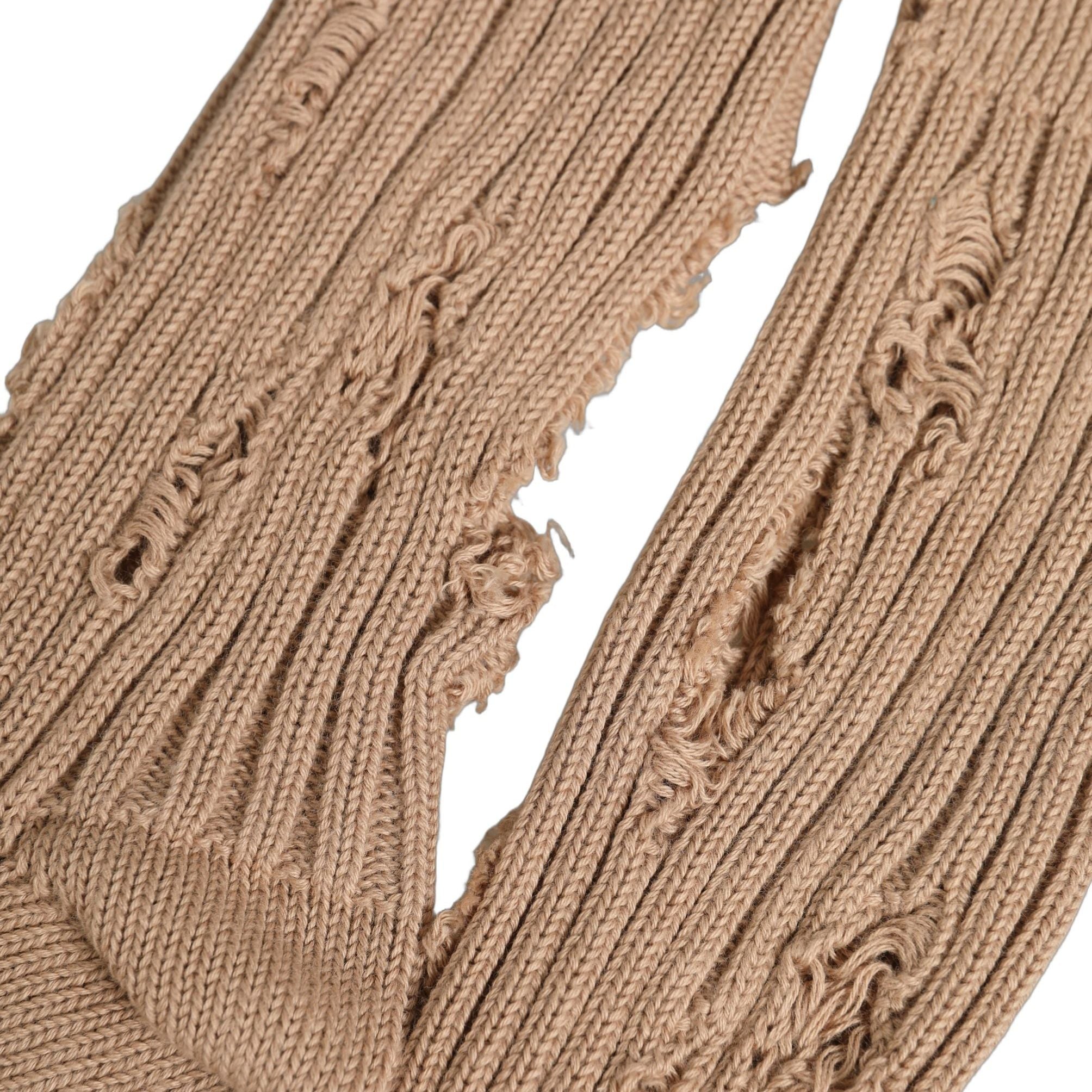 Dolce & Gabbana Beige Cotton Distressed Mid Calf Accessory Socks