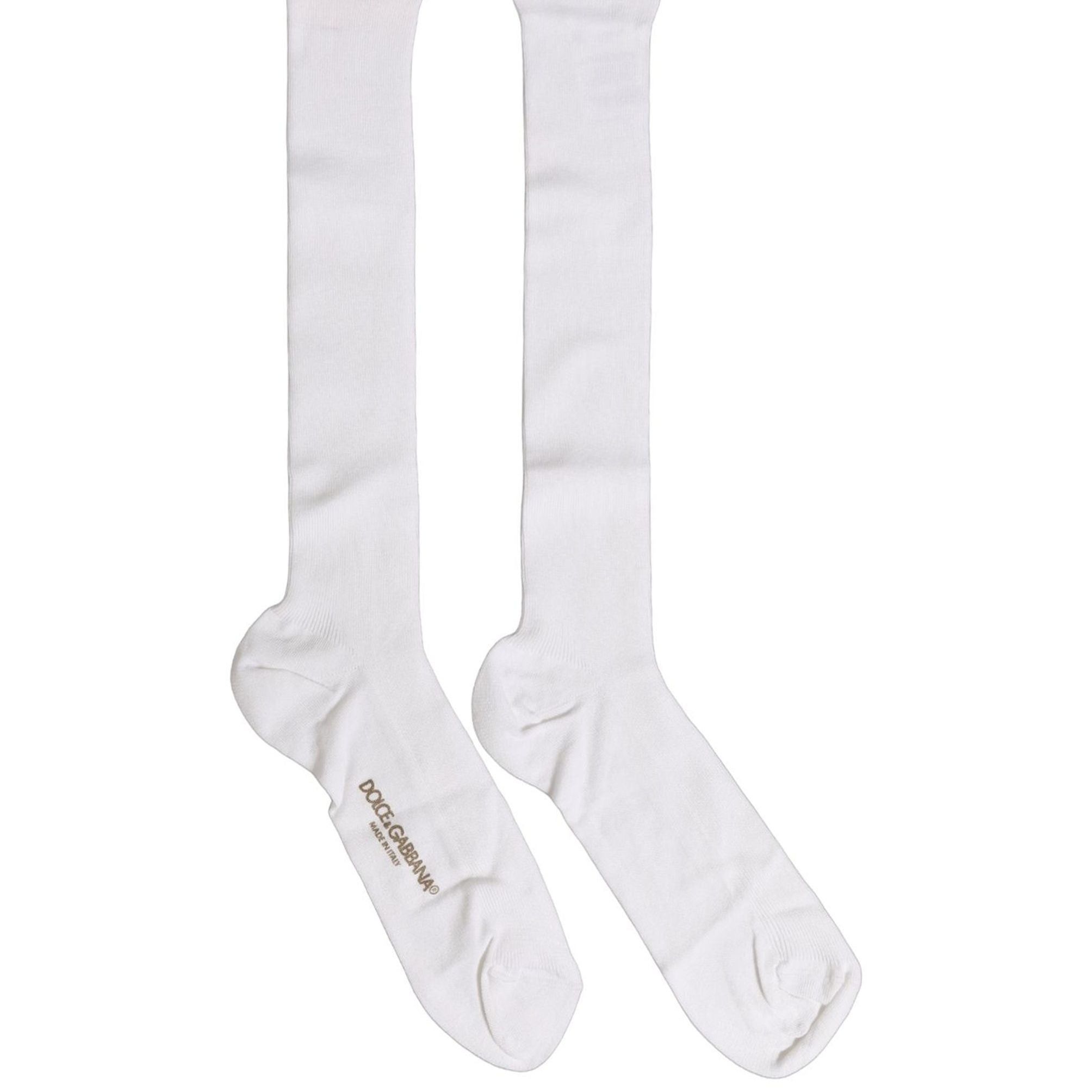 Dolce & Gabbana Men White Viscose Over The Calf Accessory Socks