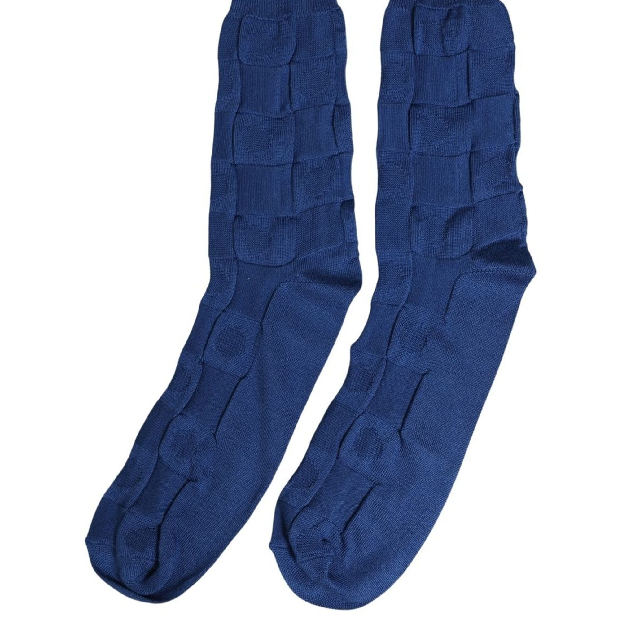 Dolce & Gabbana Royal Blue Checkered Silk Mid Calf Accessory Socks