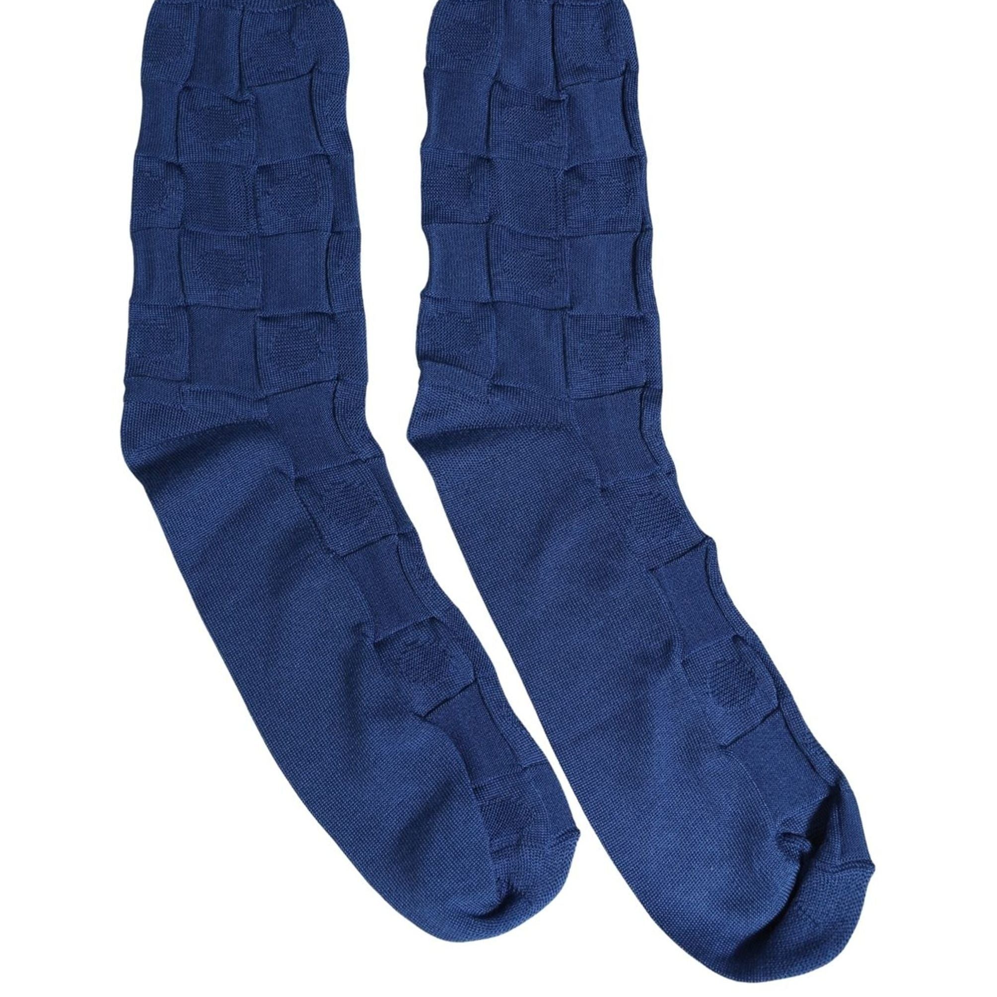 Dolce & Gabbana Royal Blue Checkered Silk Mid Calf Accessory Socks
