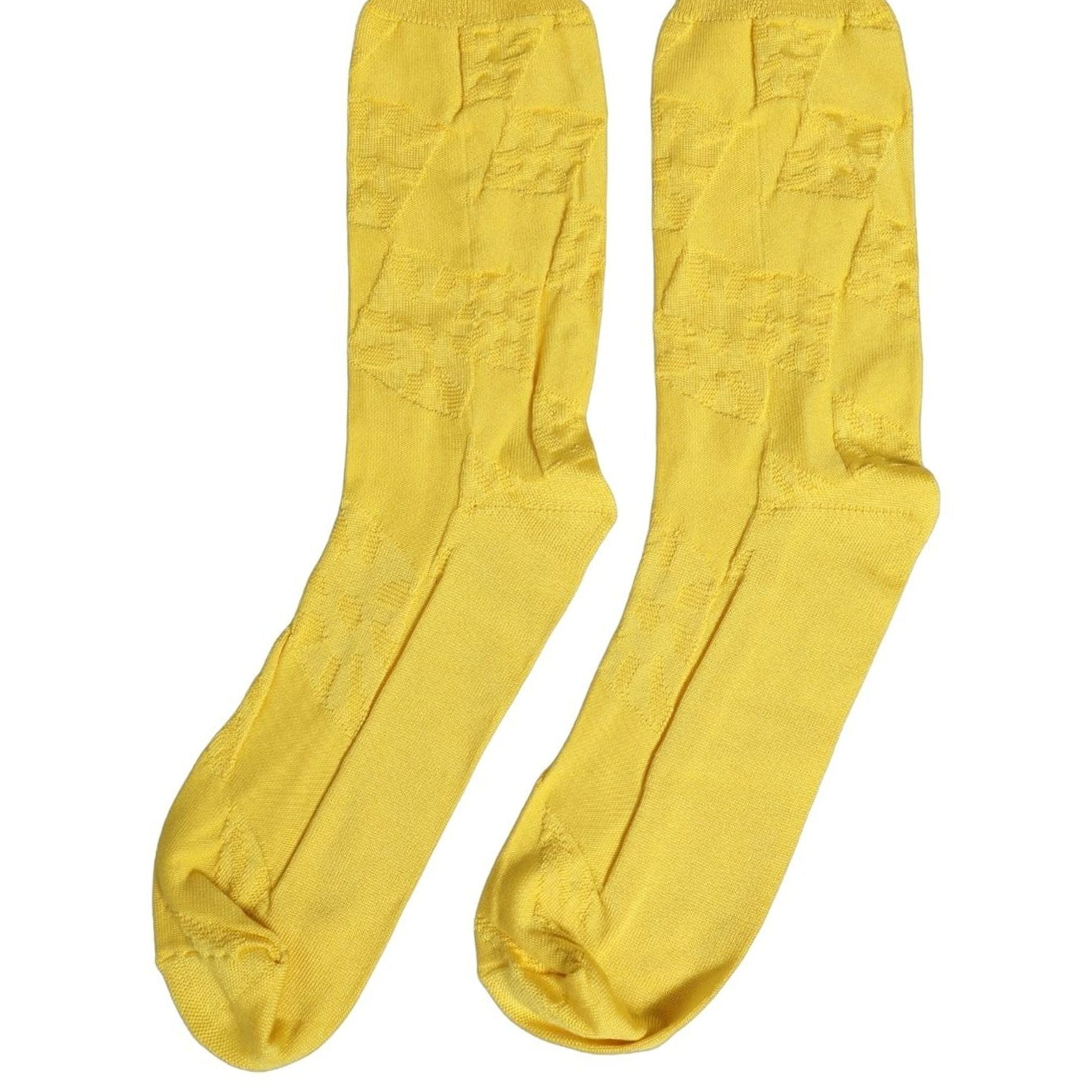 Dolce & Gabbana Men Yellow 100% Silk Mid Calf Accessory Socks