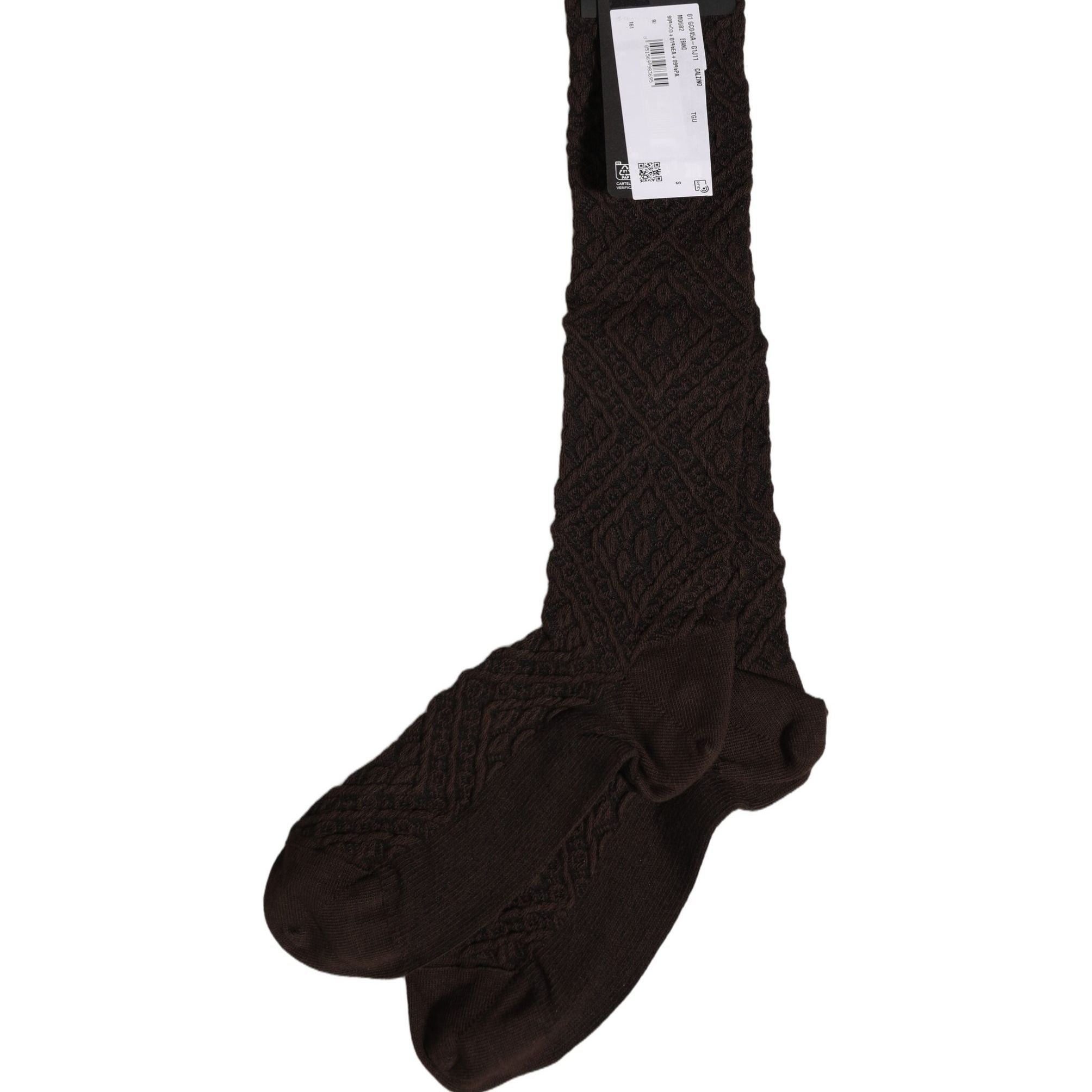 Dolce & Gabbana Dark Brown Cotton Knit Knee High Accessory One Size Socks