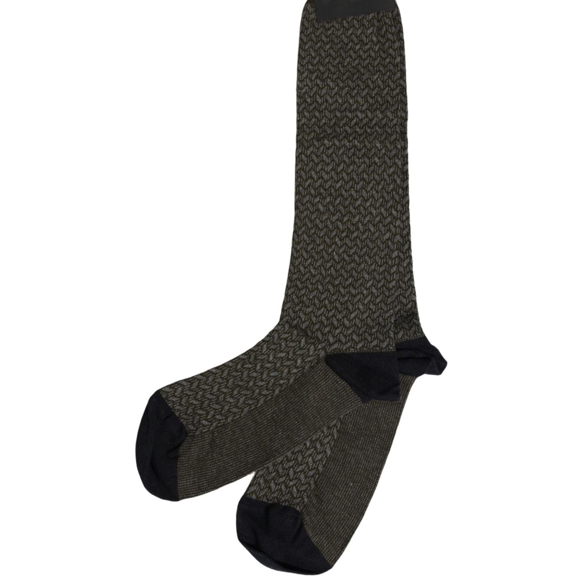 Dolce & Gabbana Dark Gray Cotton Knit Knee High Accessory Socks