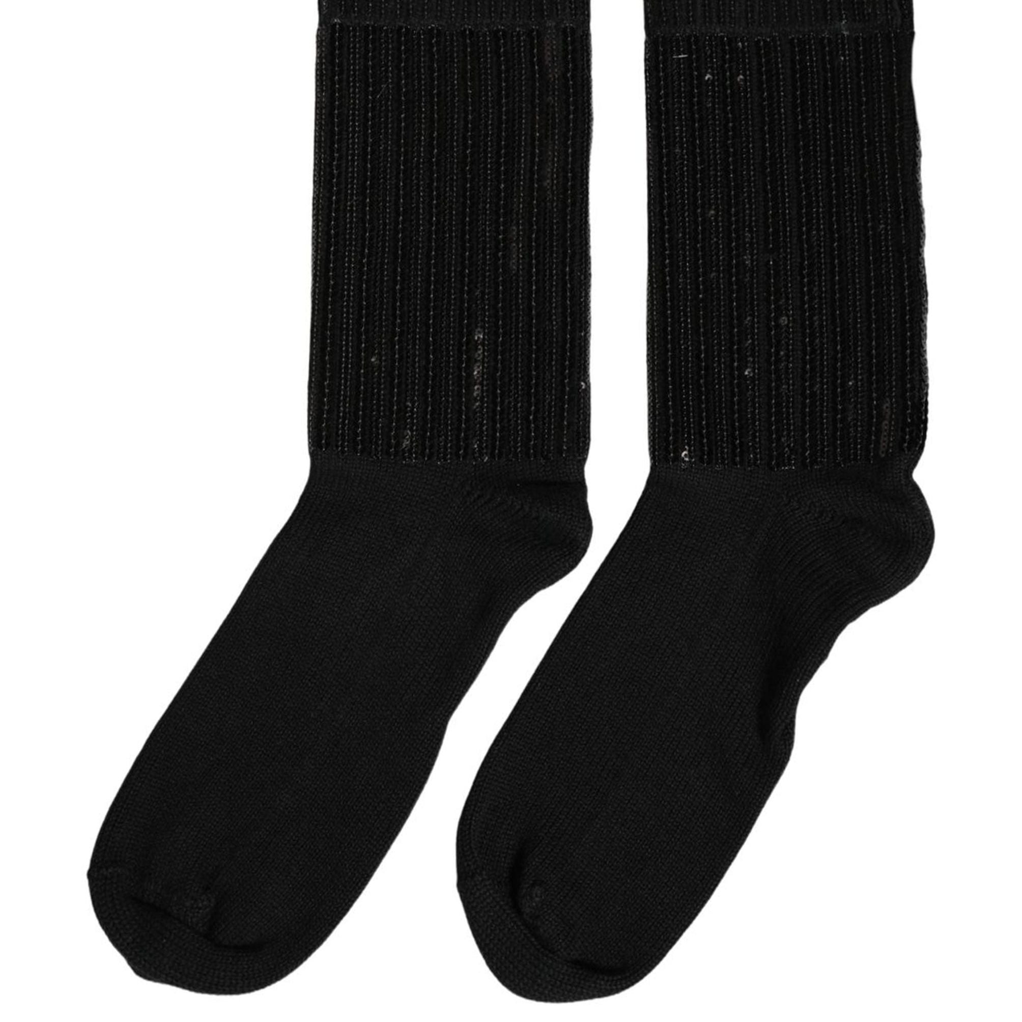 Dolce & Gabbana Black Sequin Cotton Knit Mid Calf Accessory Socks