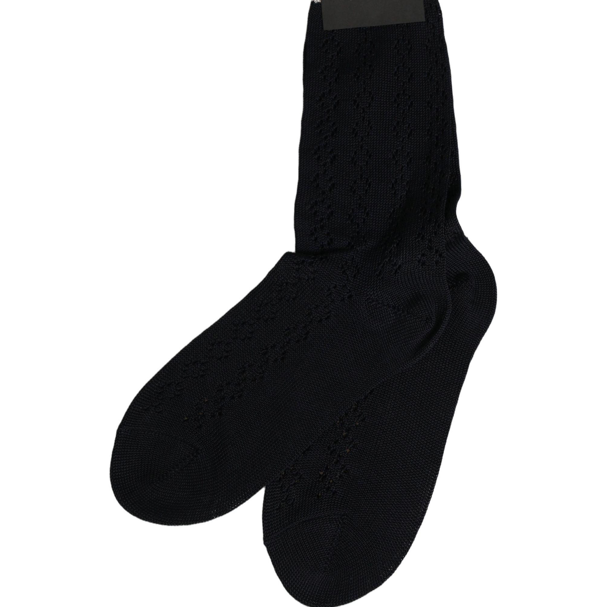 Dolce & Gabbana Dark Blue Cotton Knit Mid Calf Accessory Socks