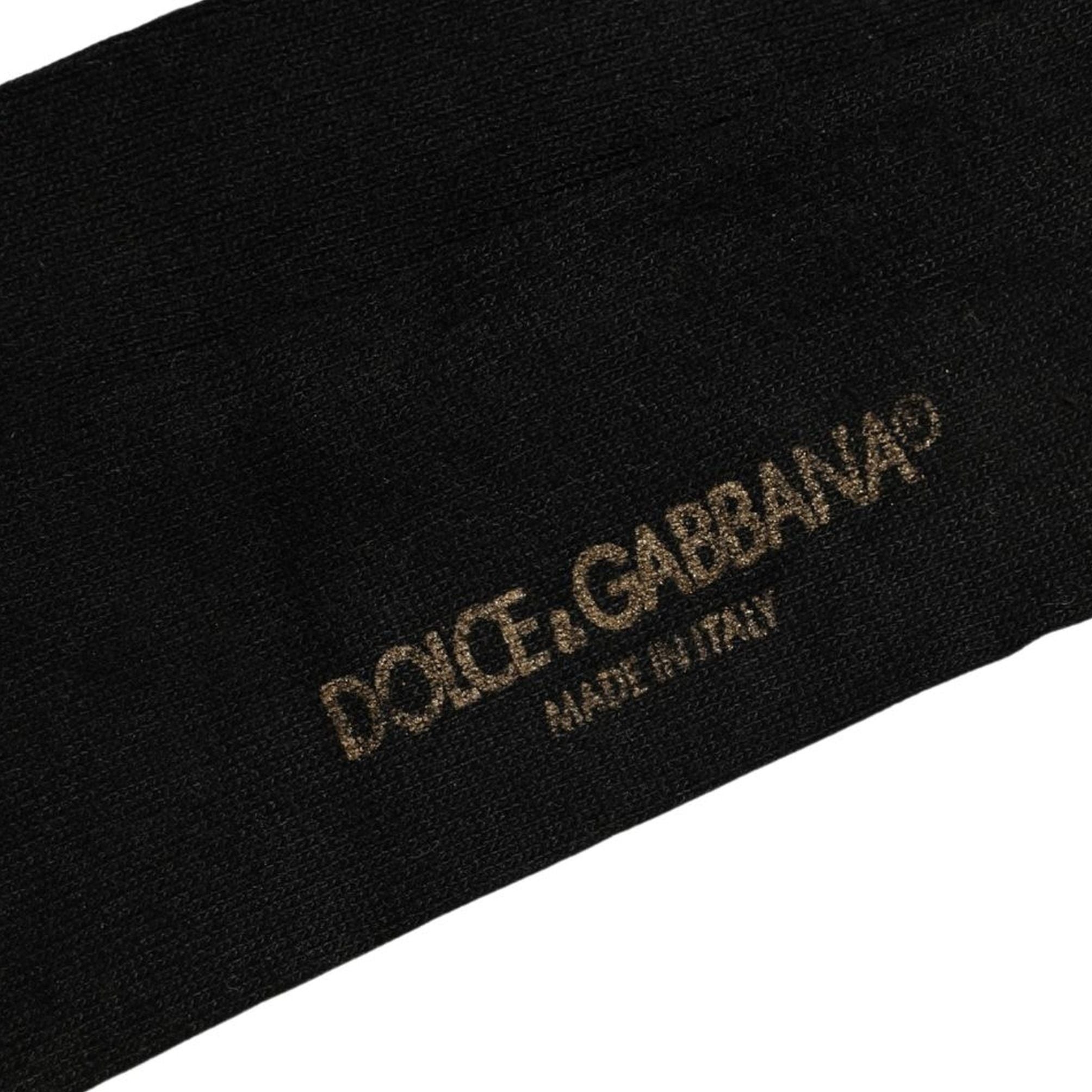 Dolce & Gabbana Men Black Viscose Logo Knee High Accessory Socks