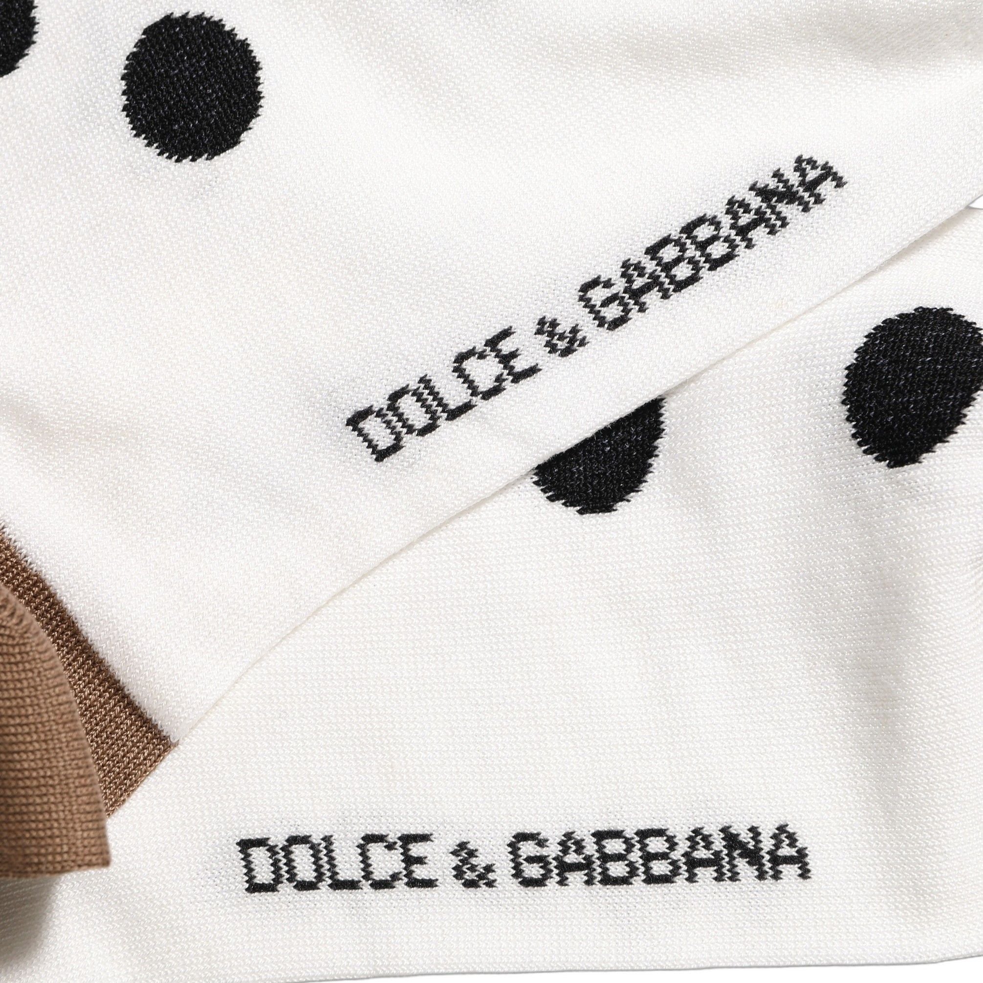 Dolce & Gabbana White Polka Dot Over The Calf Accessory Socks