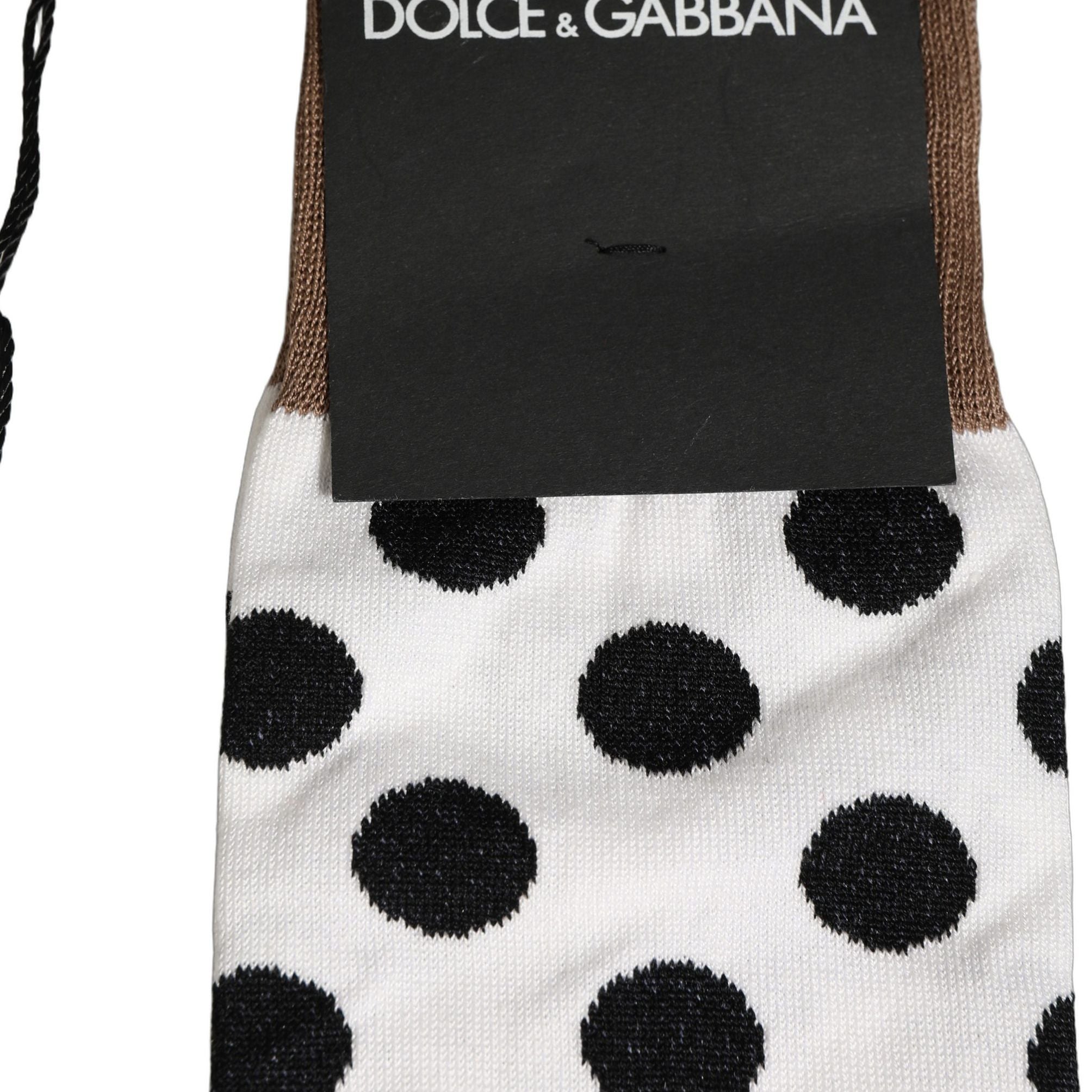 Dolce & Gabbana White Polka Dot Over The Calf Accessory Socks