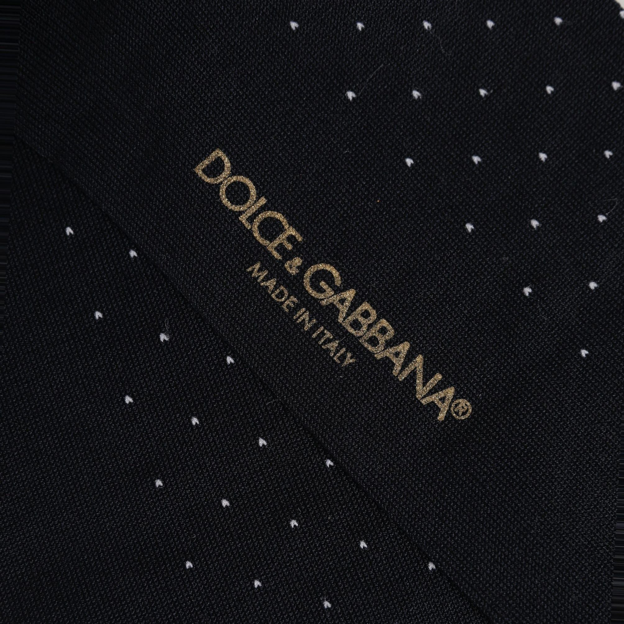 Dolce & Gabbana Men Black Cotton Polka Dot Over The Calf Socks