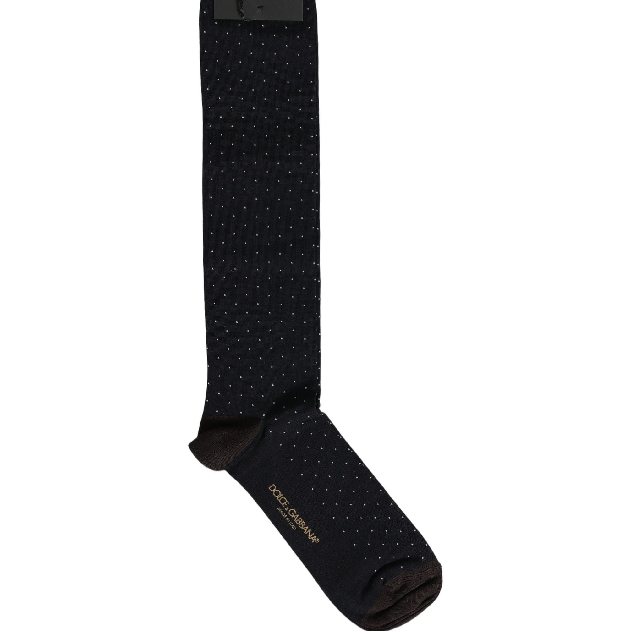 Dolce & Gabbana Men Black Cotton Polka Dot Over The Calf Socks