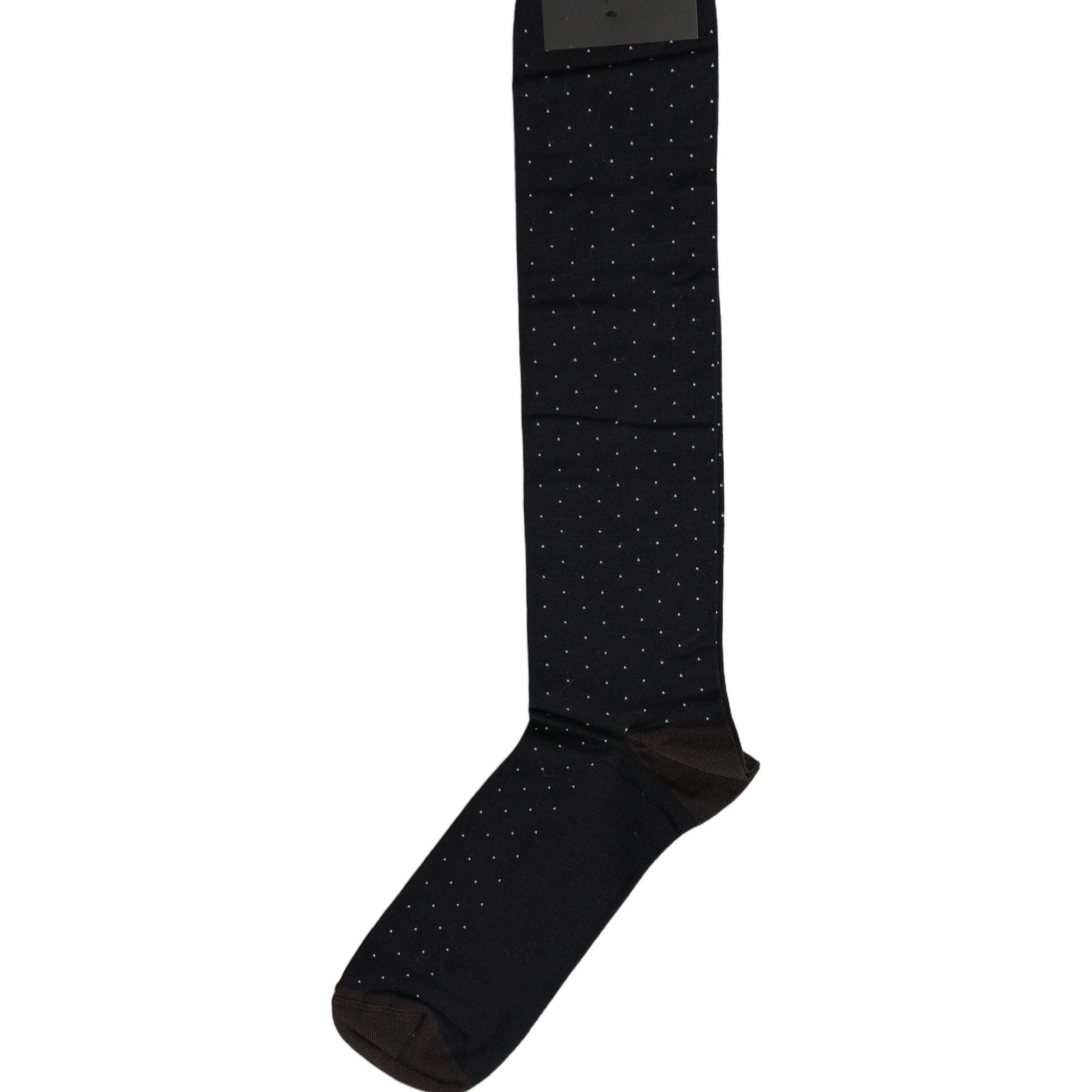 Dolce & Gabbana Men Black Cotton Polka Dot Over The Calf Socks